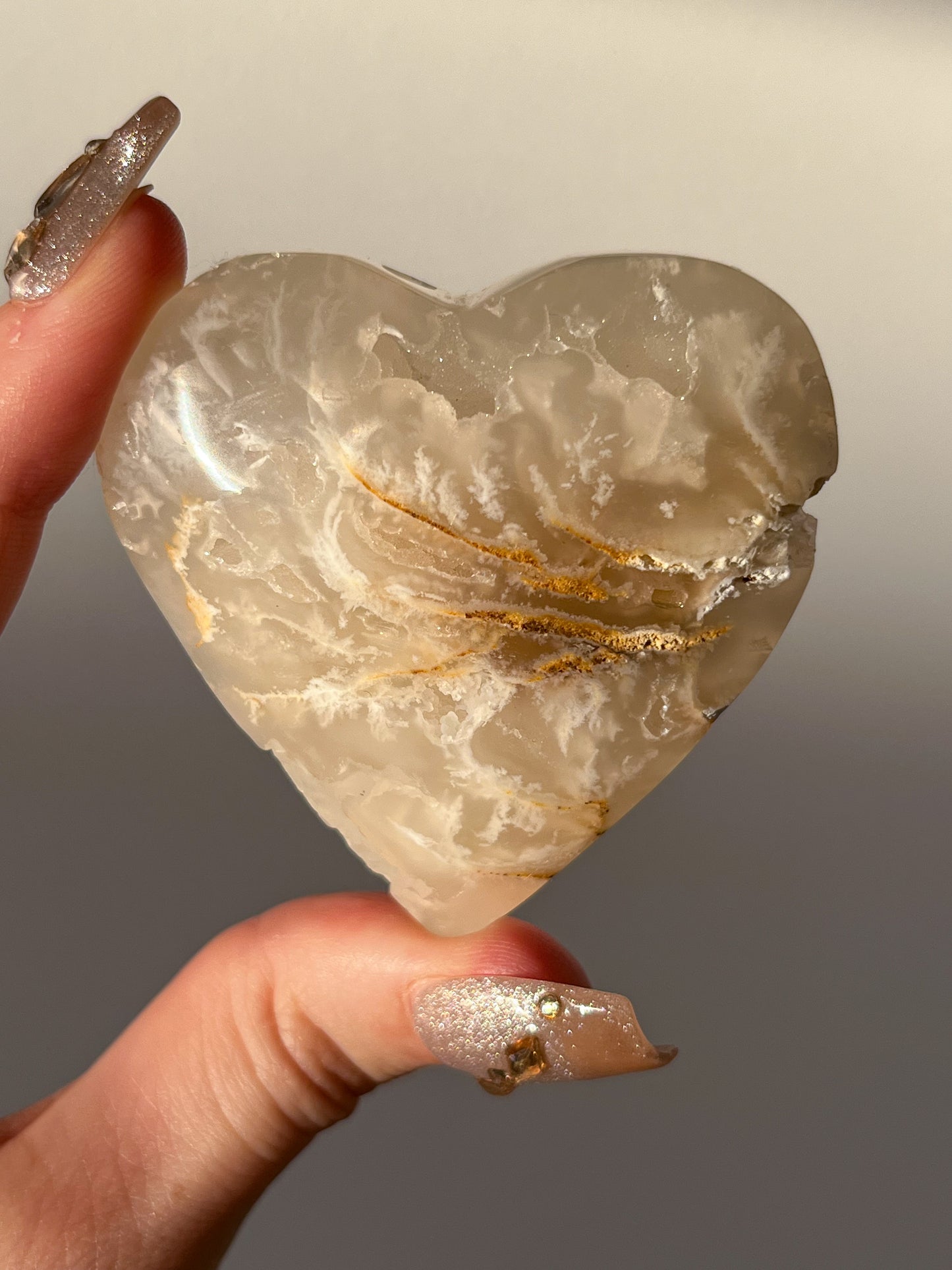 Druzy Flower Agate Heart Carving (You Choose)