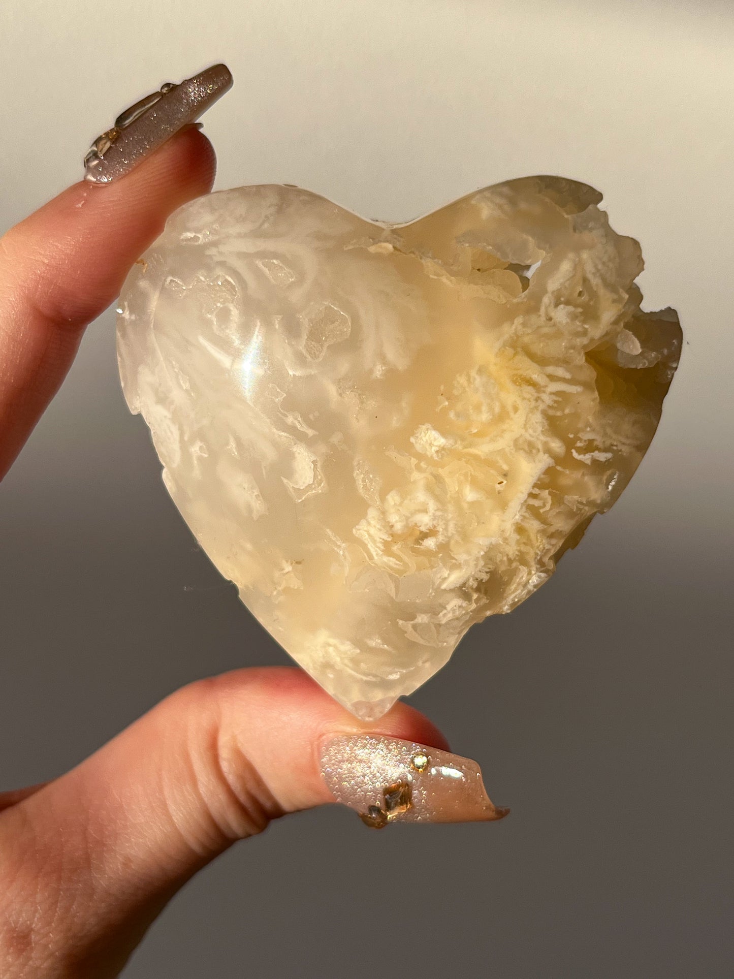 Druzy Flower Agate Heart Carving (You Choose)