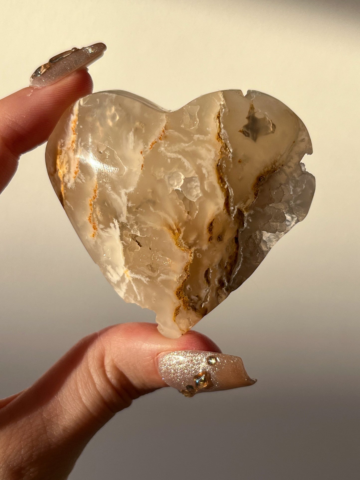 Druzy Flower Agate Heart Carving (You Choose)