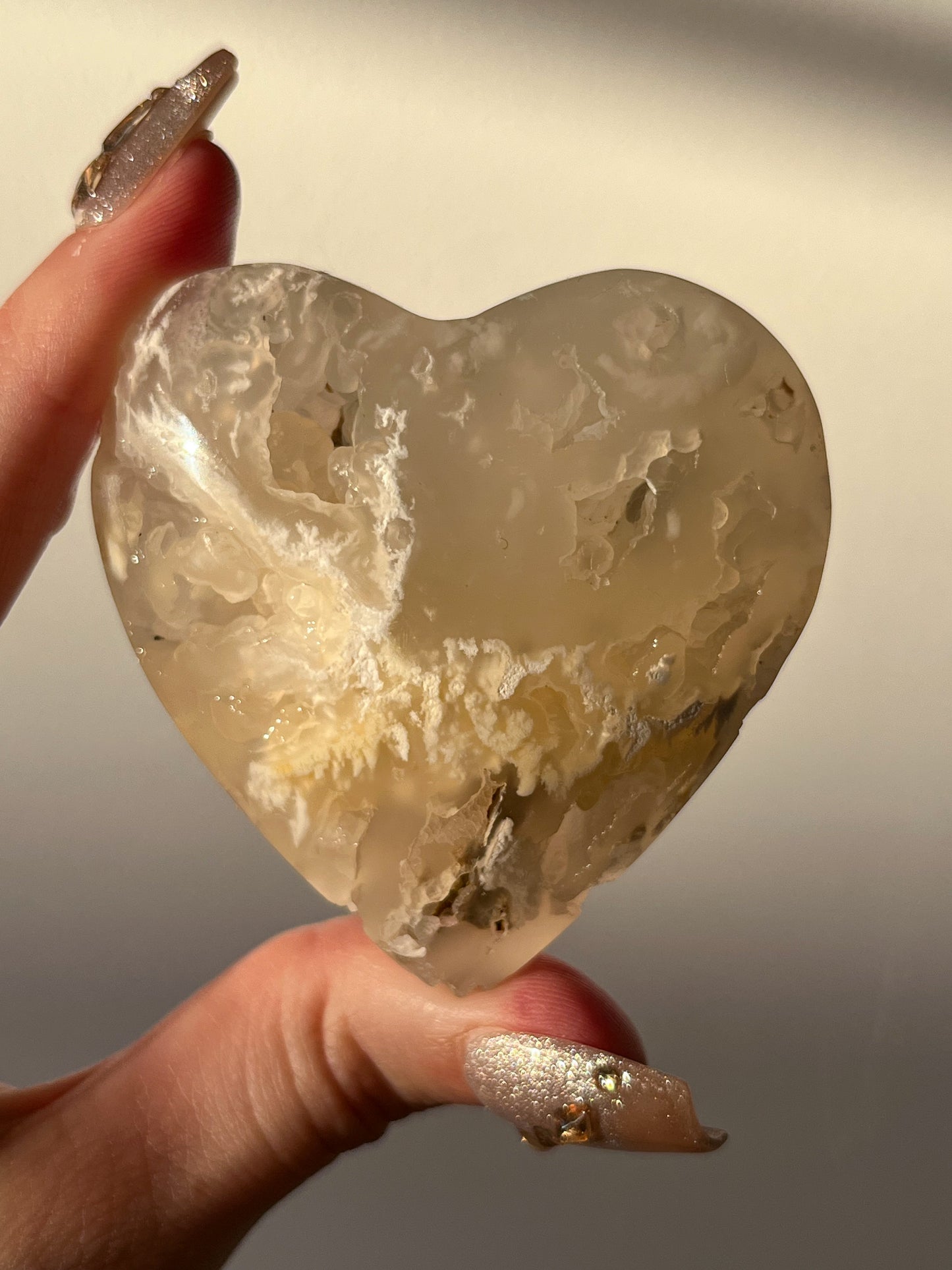 Druzy Flower Agate Heart Carving (You Choose)