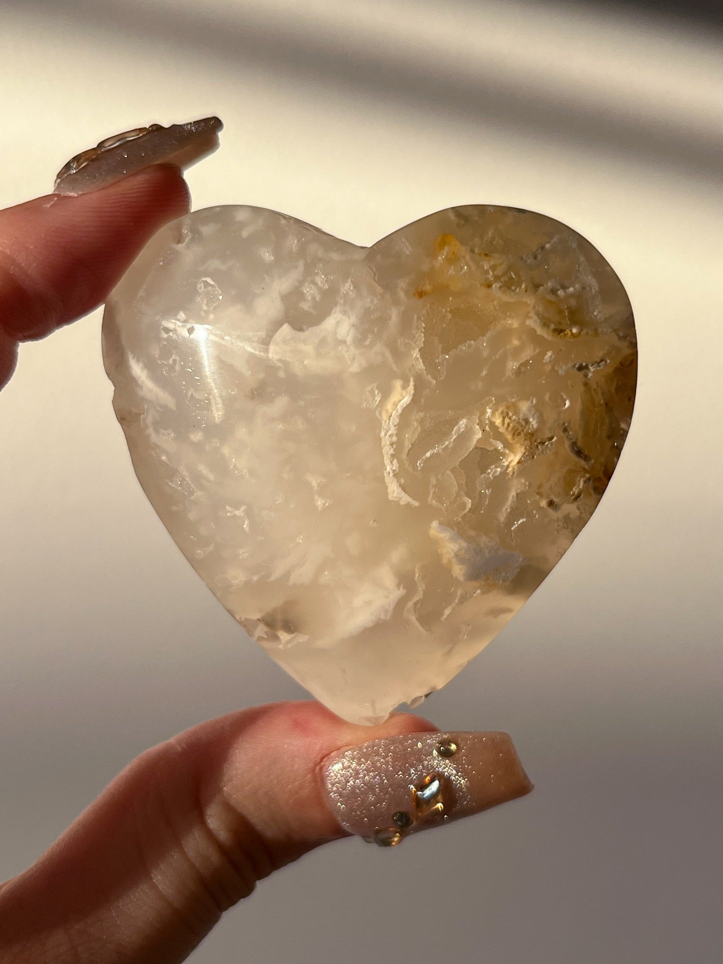 Druzy Flower Agate Heart Carving (You Choose)