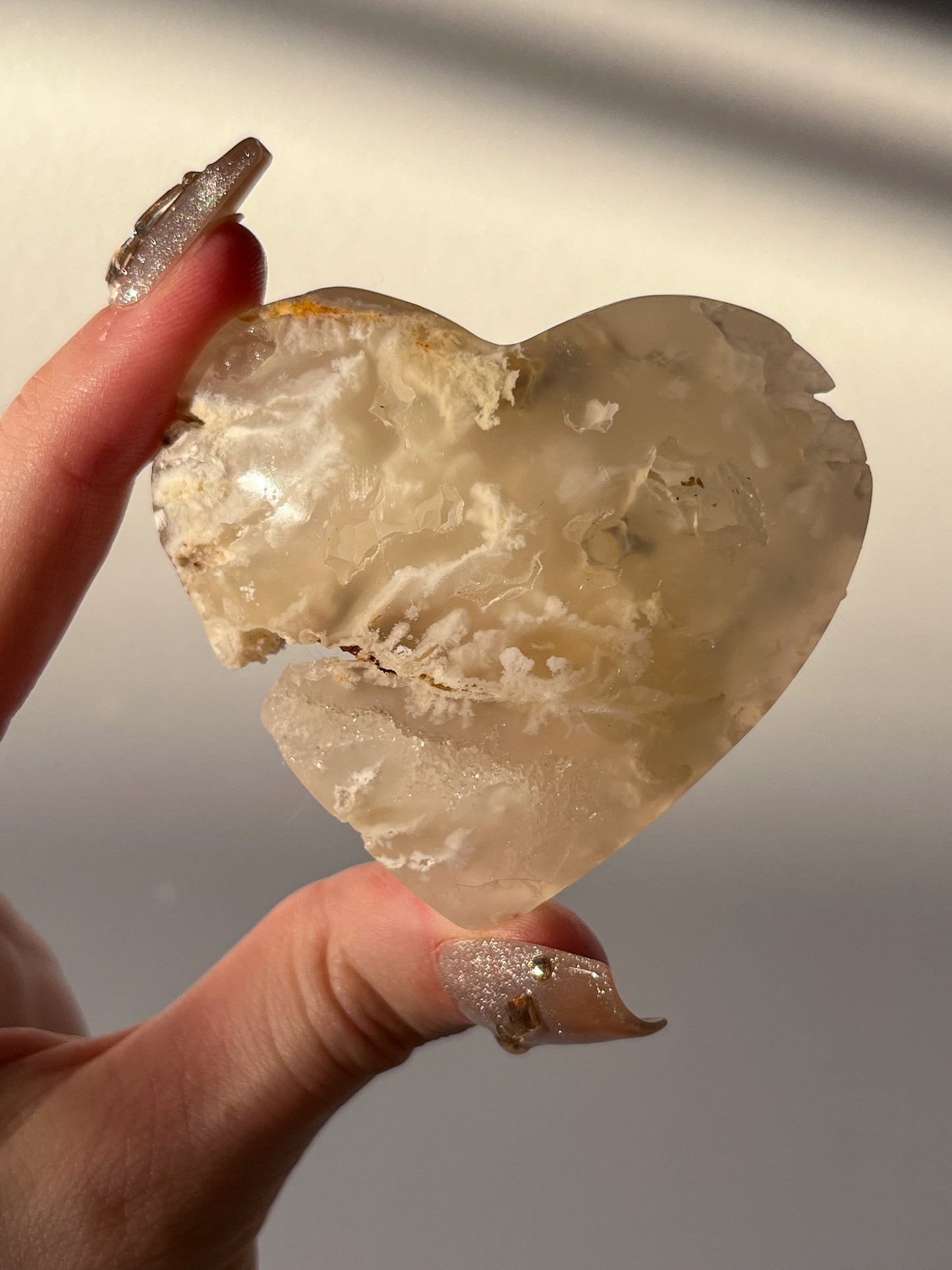 Druzy Flower Agate Heart Carving (You Choose)