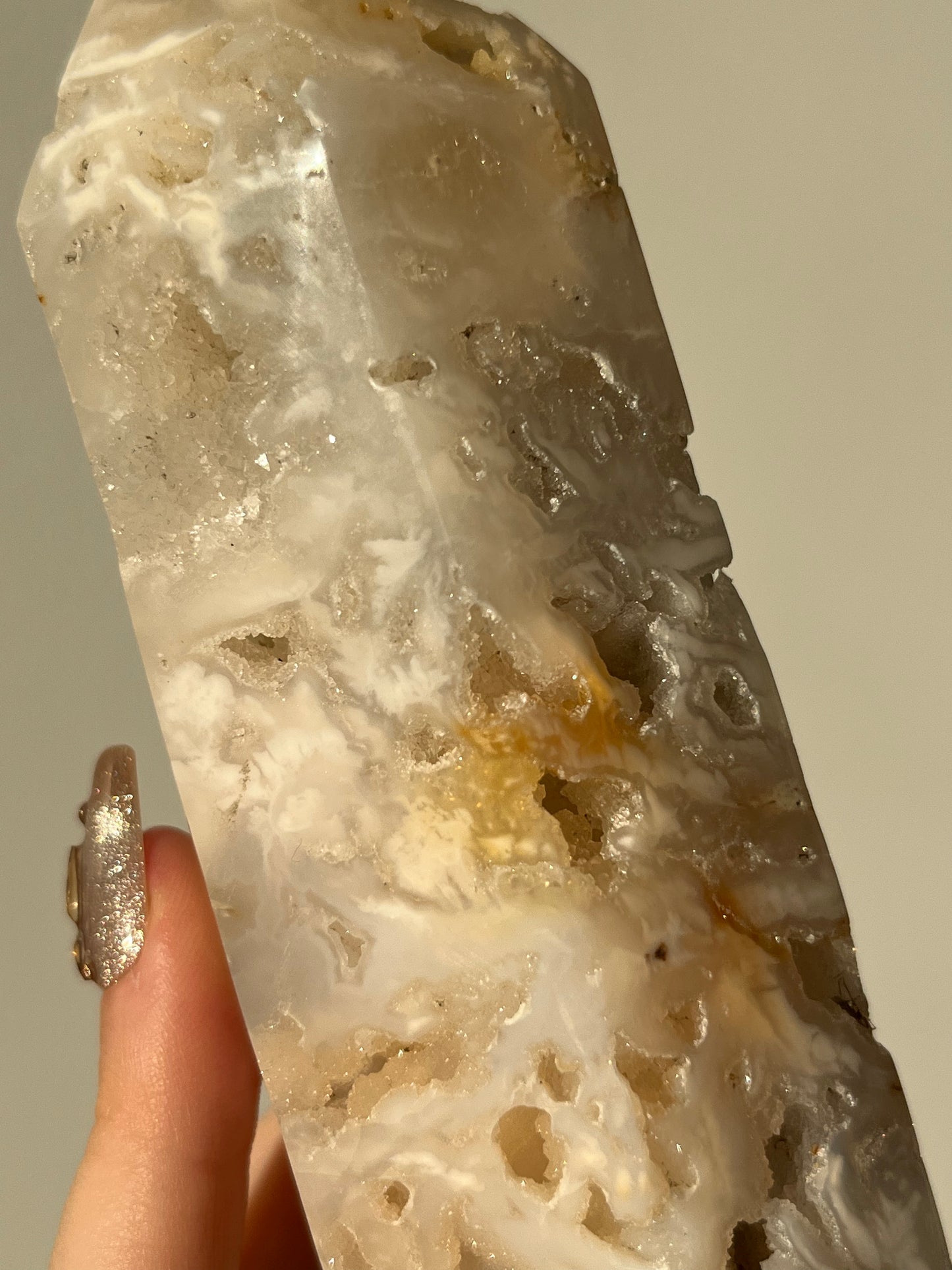 XL Druzy Flower Agate Tower