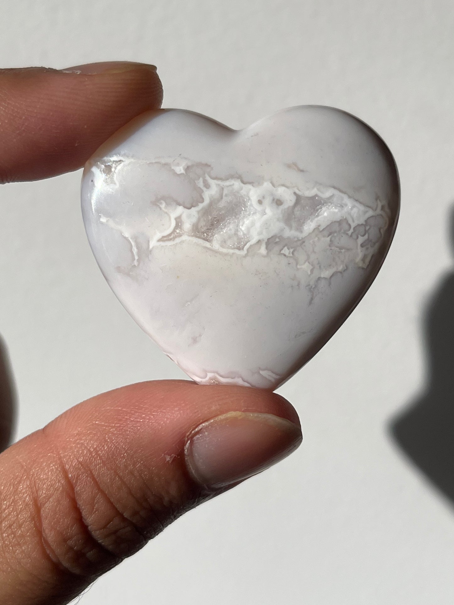 Druzy Snow Agate Heart Carving (You Choose)