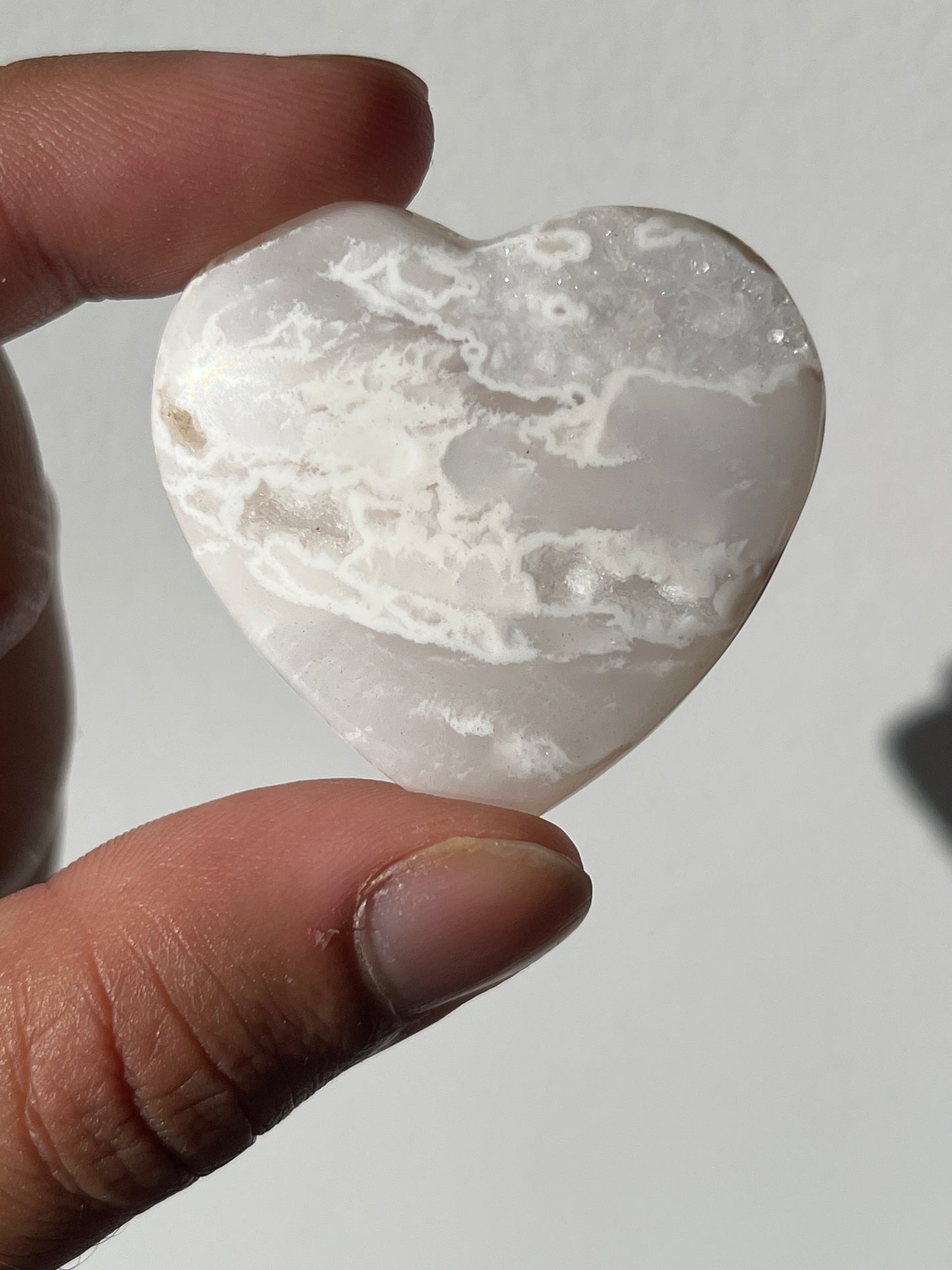 Druzy Snow Agate Heart Carving (You Choose)