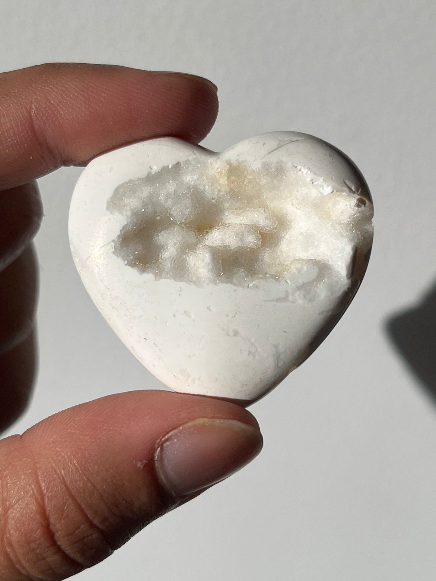 Druzy Snow Agate Heart Carving (You Choose)