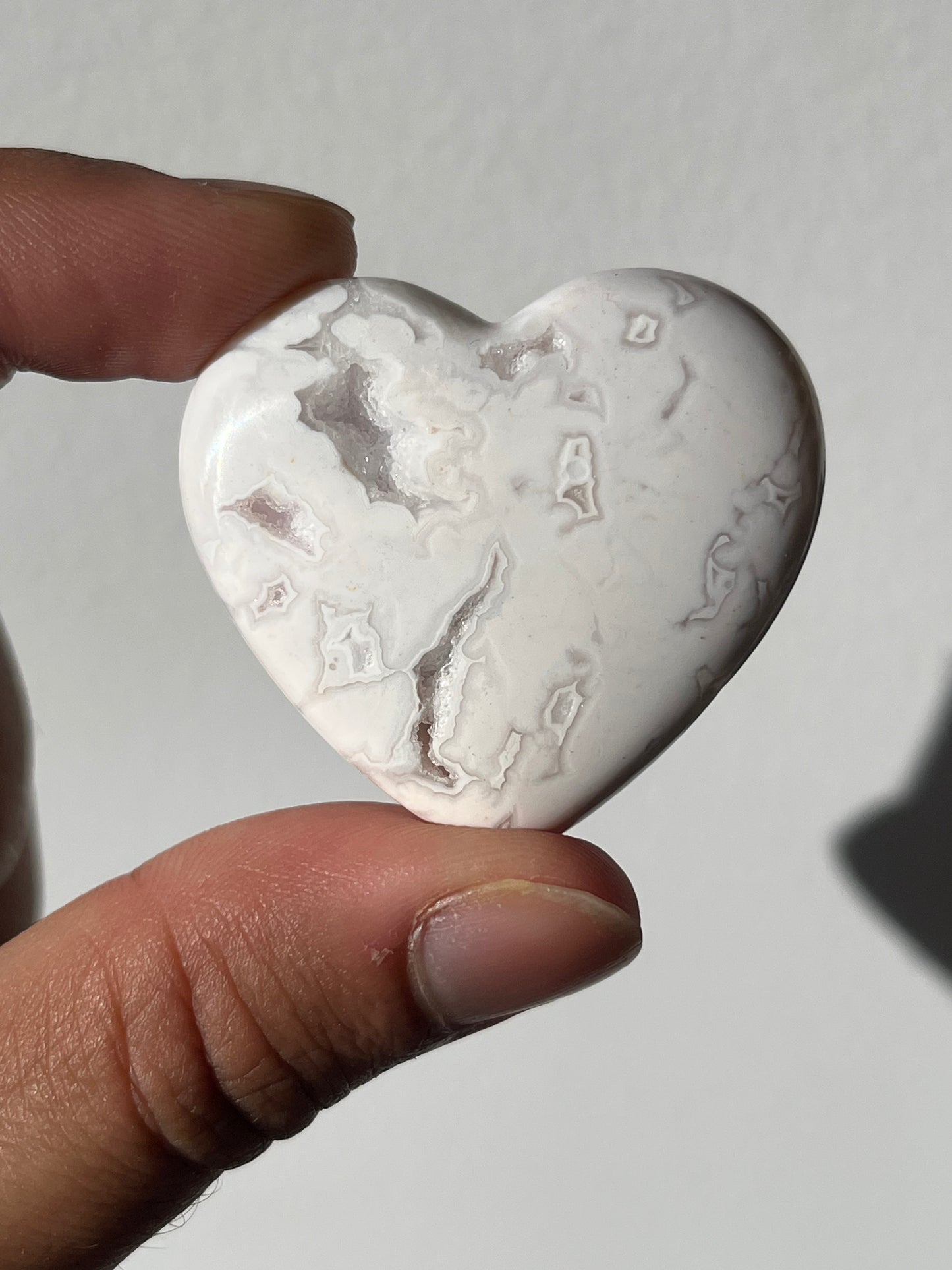 Druzy Snow Agate Heart Carving (You Choose)