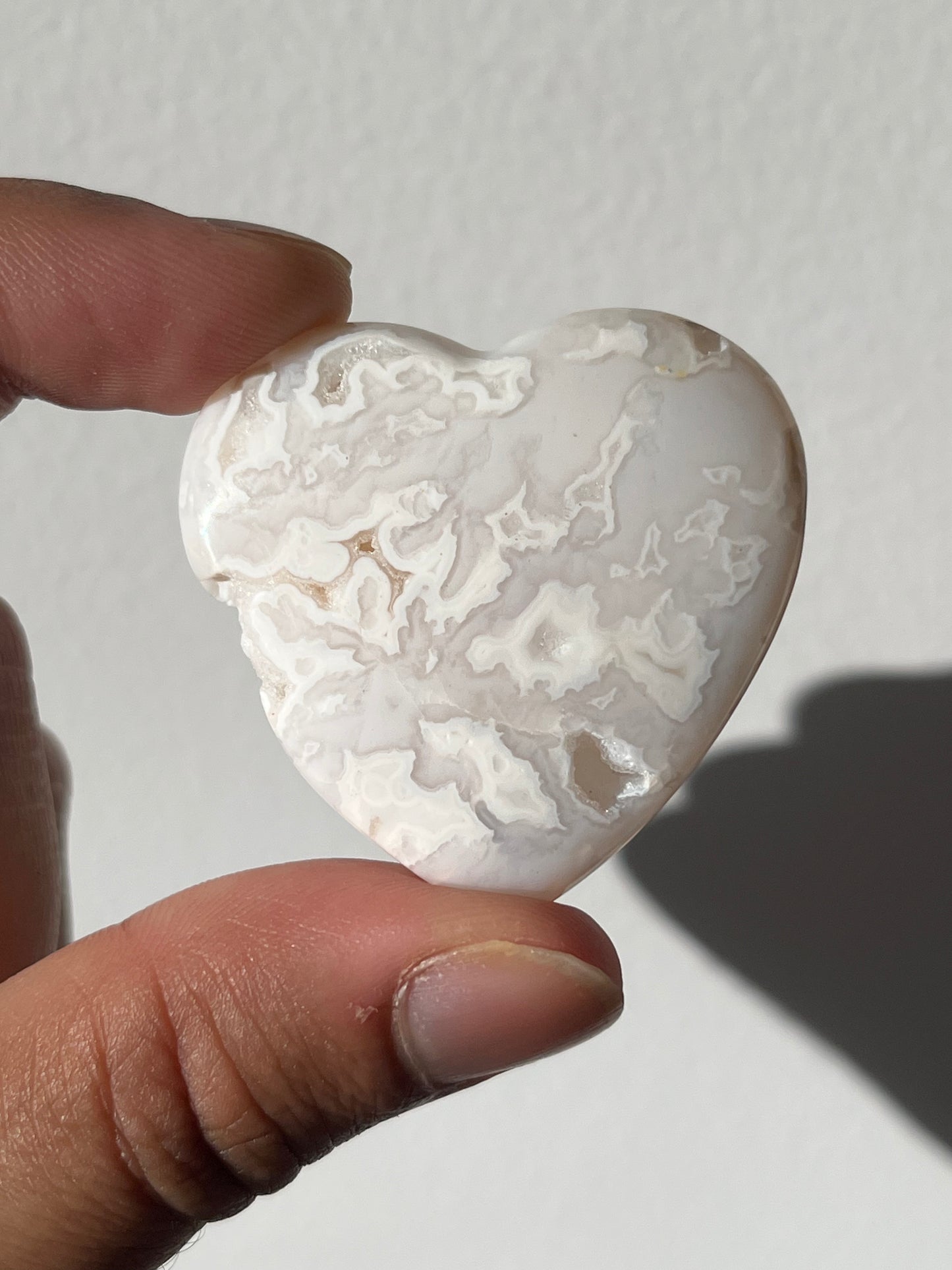 Druzy Snow Agate Heart Carving (You Choose)