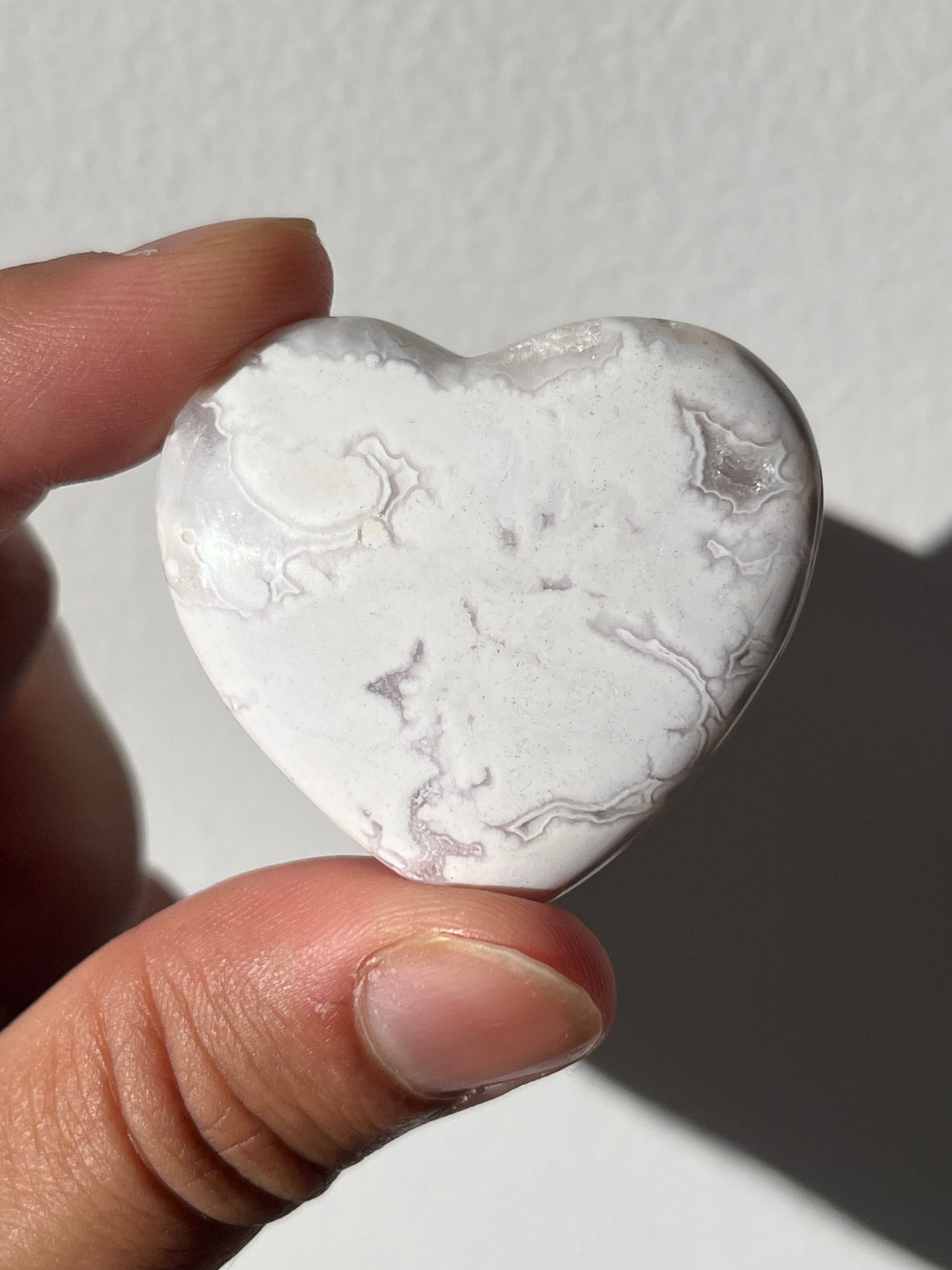 Druzy Snow Agate Heart Carving (You Choose)