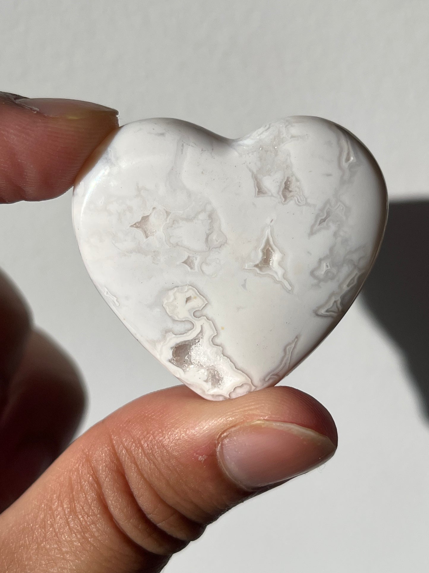 Druzy Snow Agate Heart Carving (You Choose)