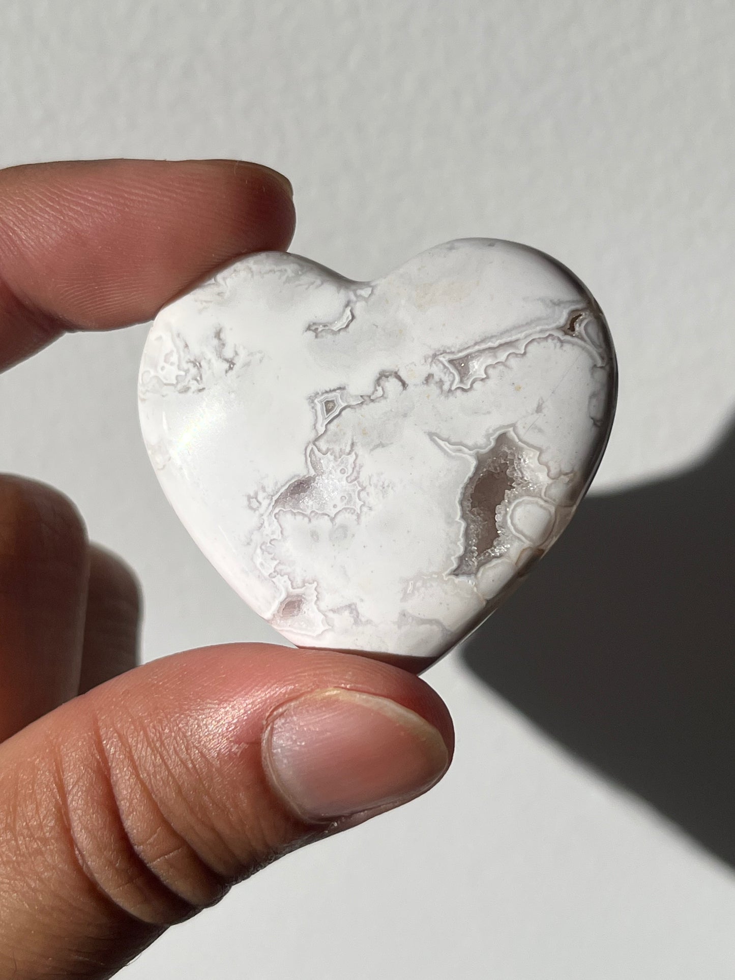 Druzy Snow Agate Heart Carving (You Choose)