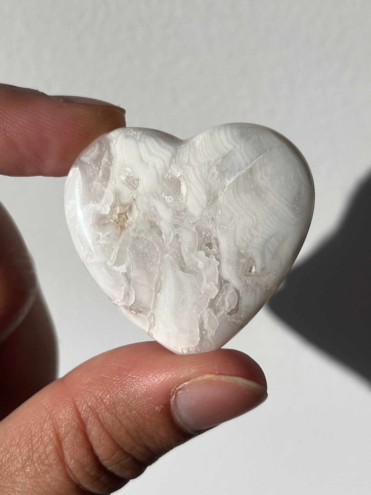 Druzy Snow Agate Heart Carving (You Choose)