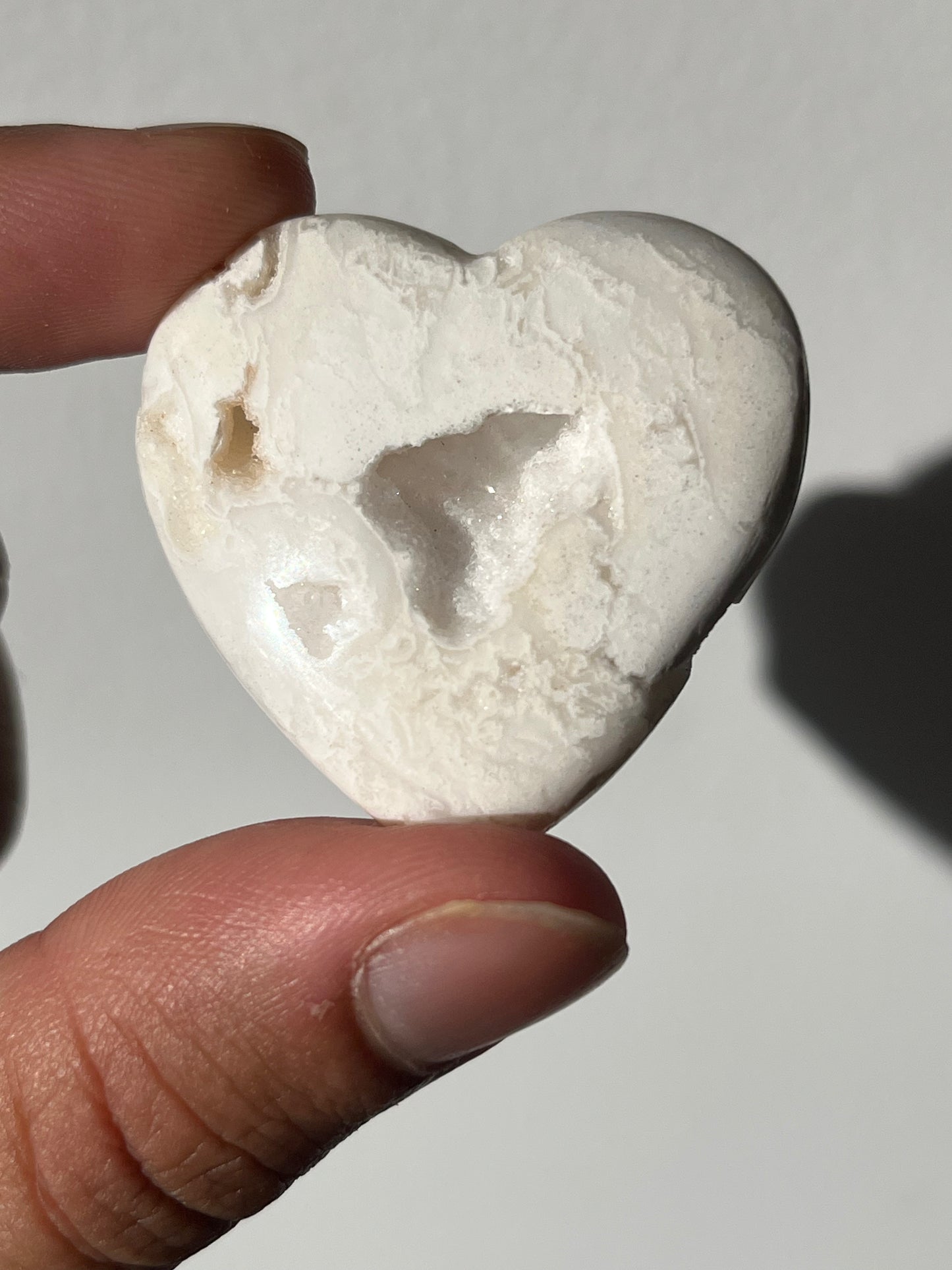 Druzy Snow Agate Heart Carving (You Choose)
