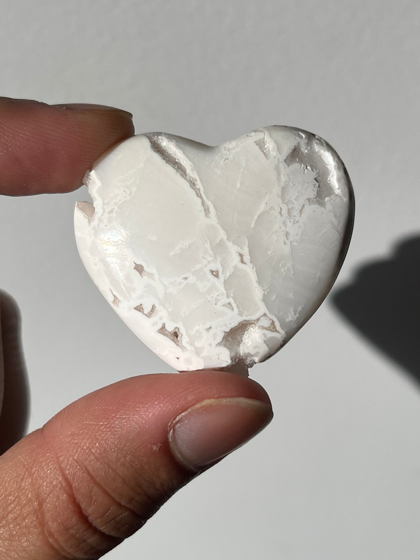 Druzy Snow Agate Heart Carving (You Choose)