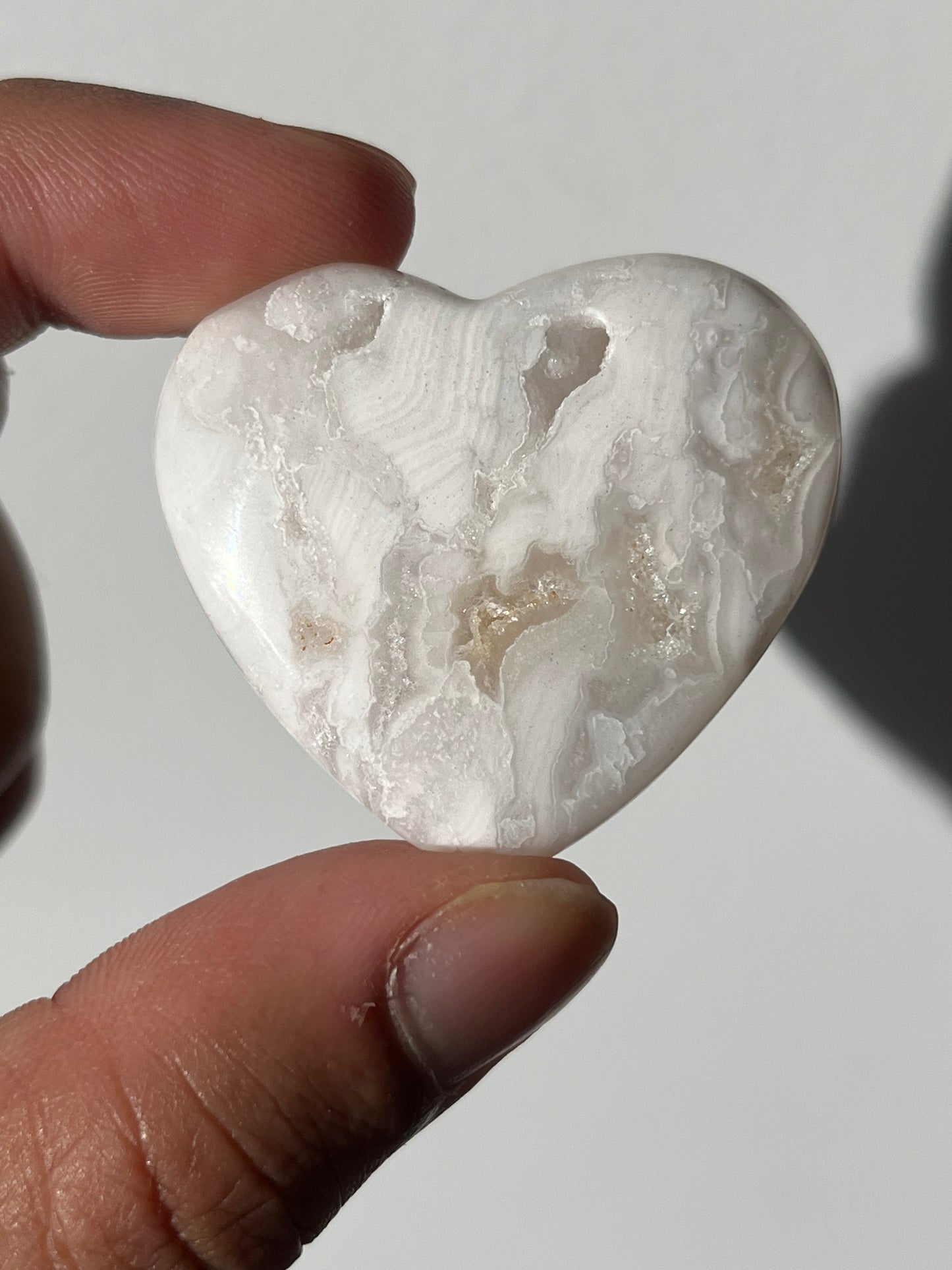 Druzy Snow Agate Heart Carving (You Choose)