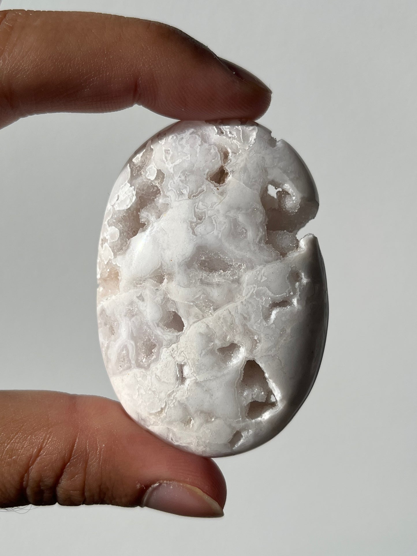 Druzy Snow Agate Palmstone A