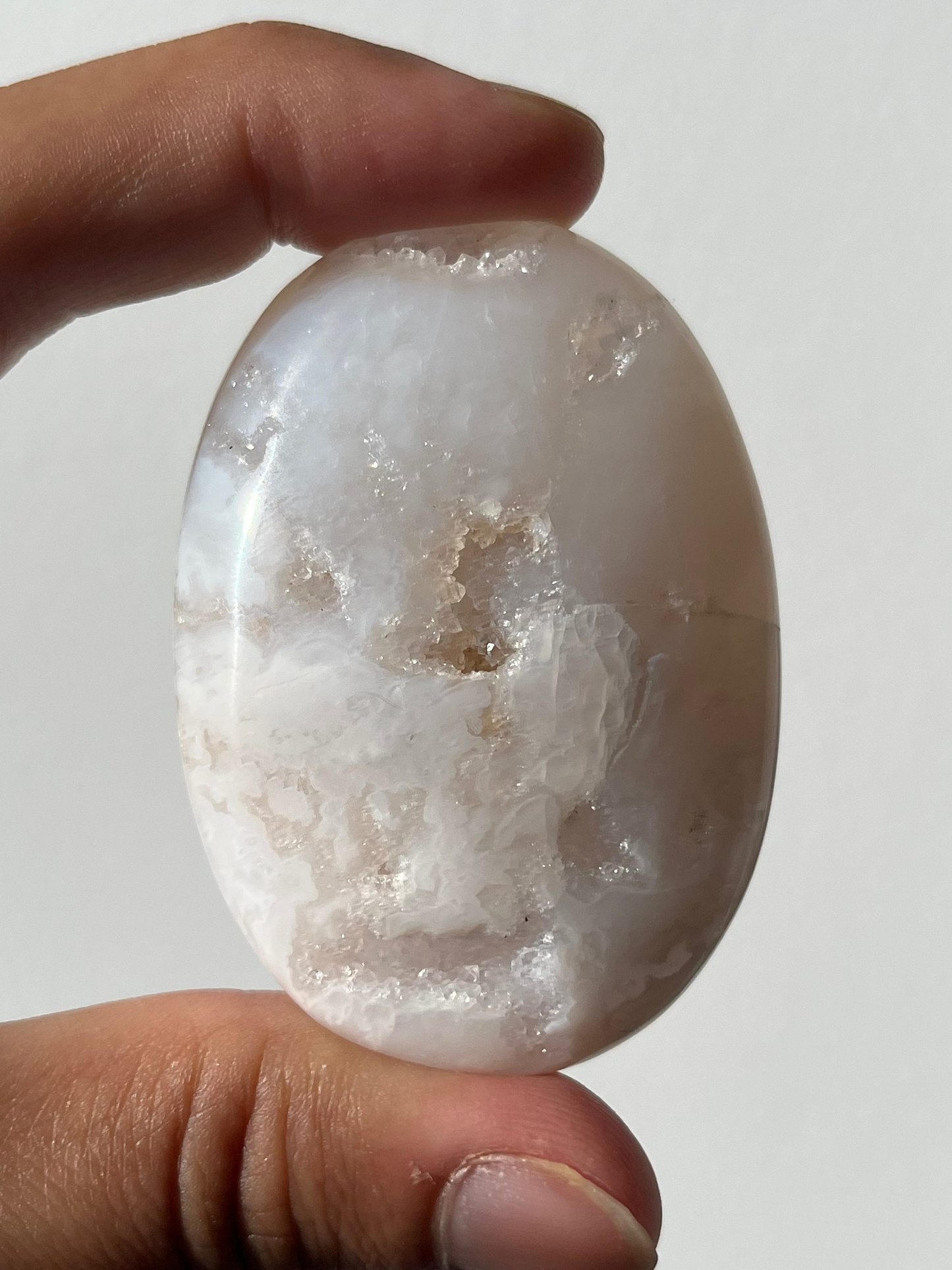 Druzy Snow Agate Palmstone G