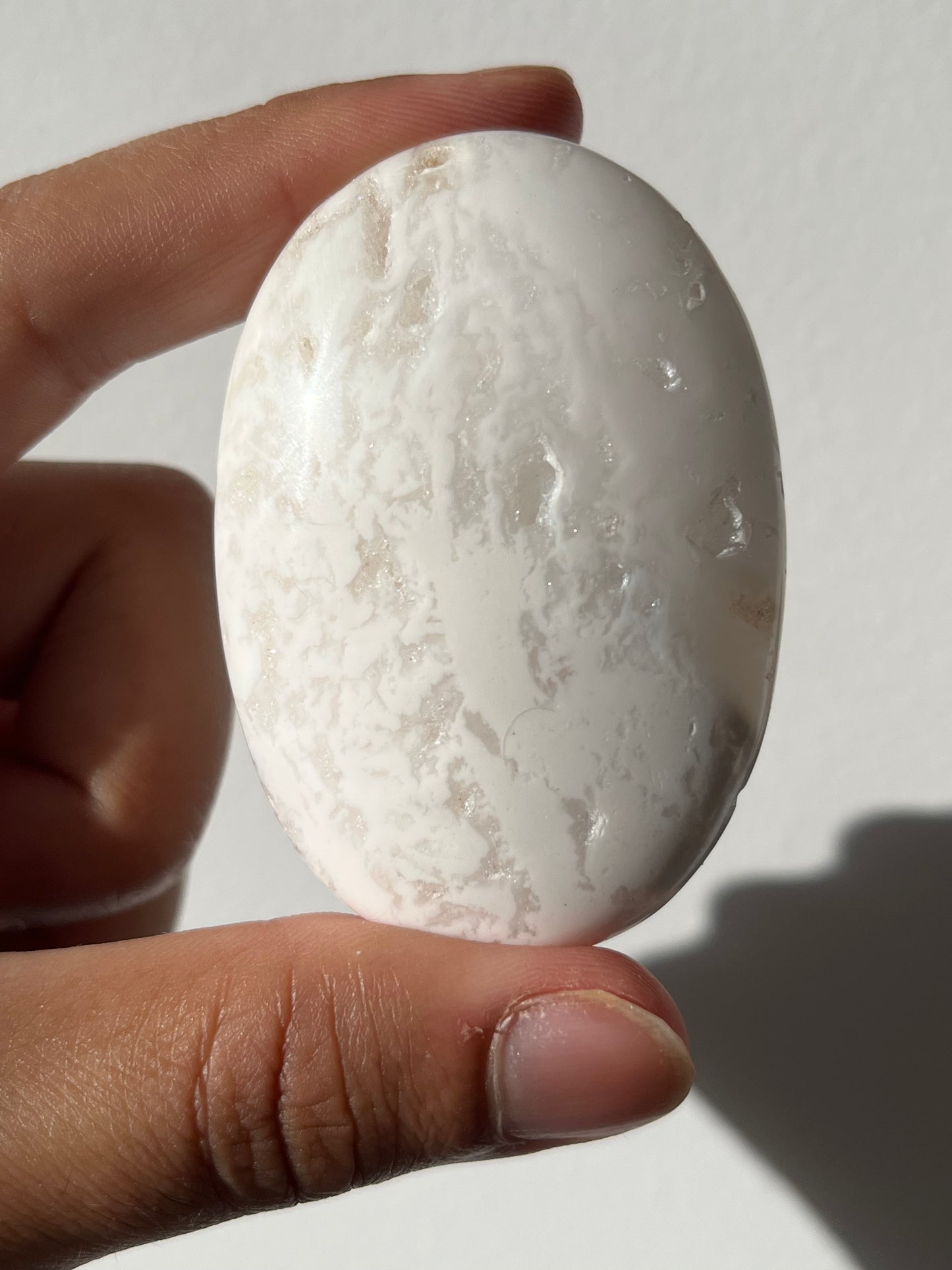 Druzy Snow Agate Palmstone I
