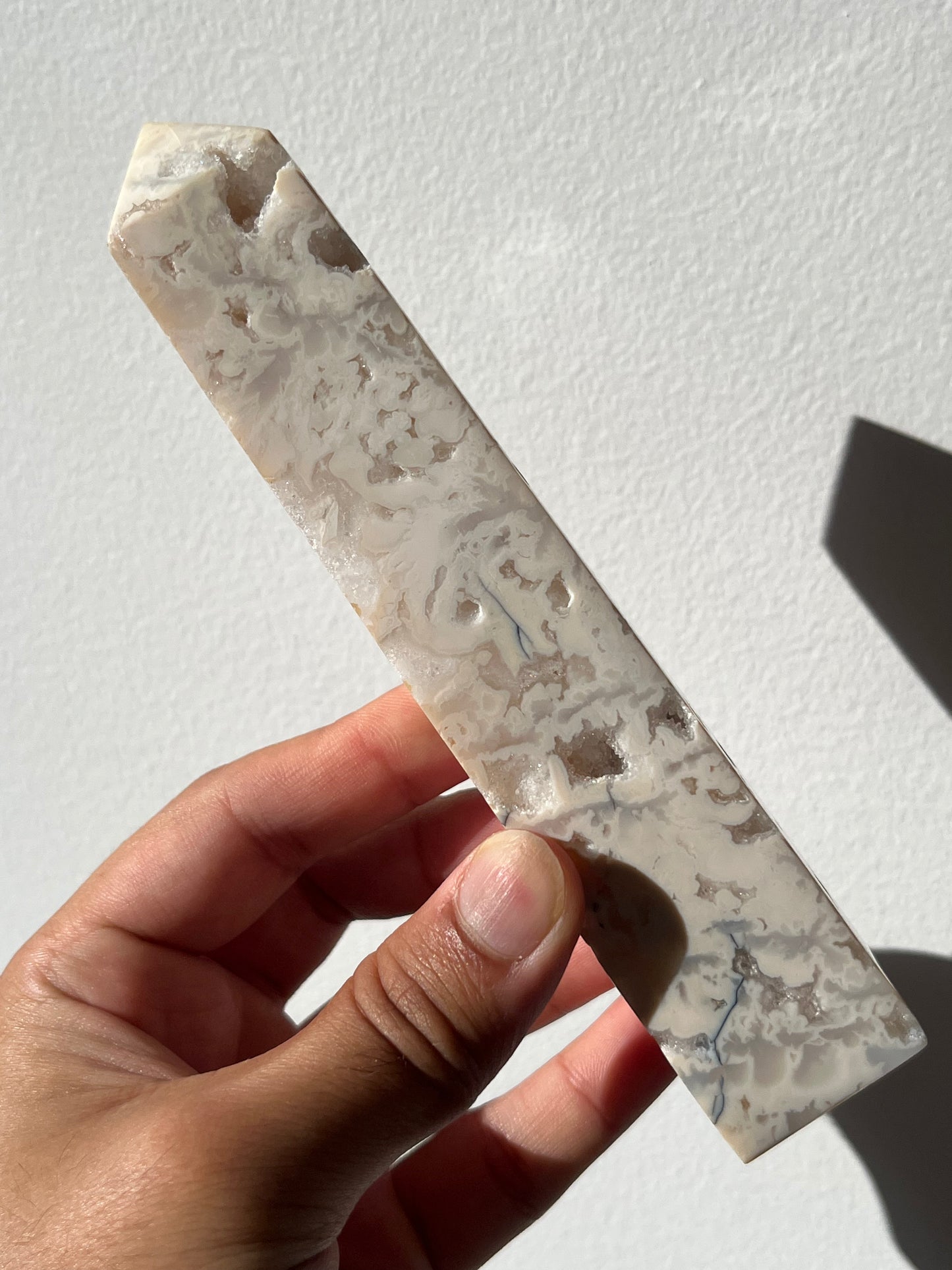 Druzy Dendritic Snow Agate Tower A