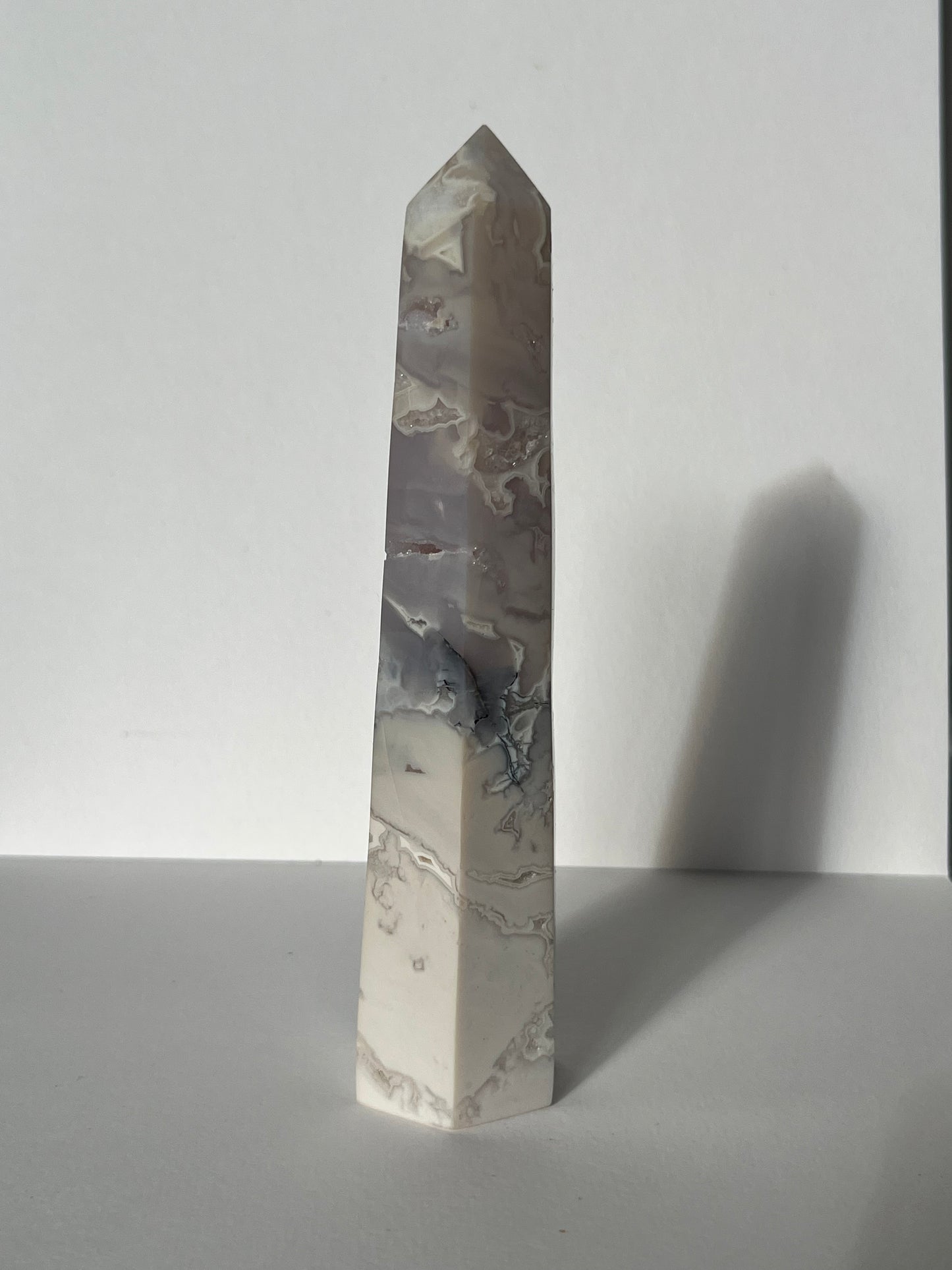 Druzy Dendritic Snow Agate Tower C