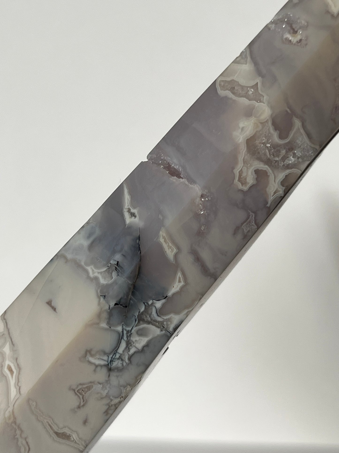 Druzy Dendritic Snow Agate Tower C