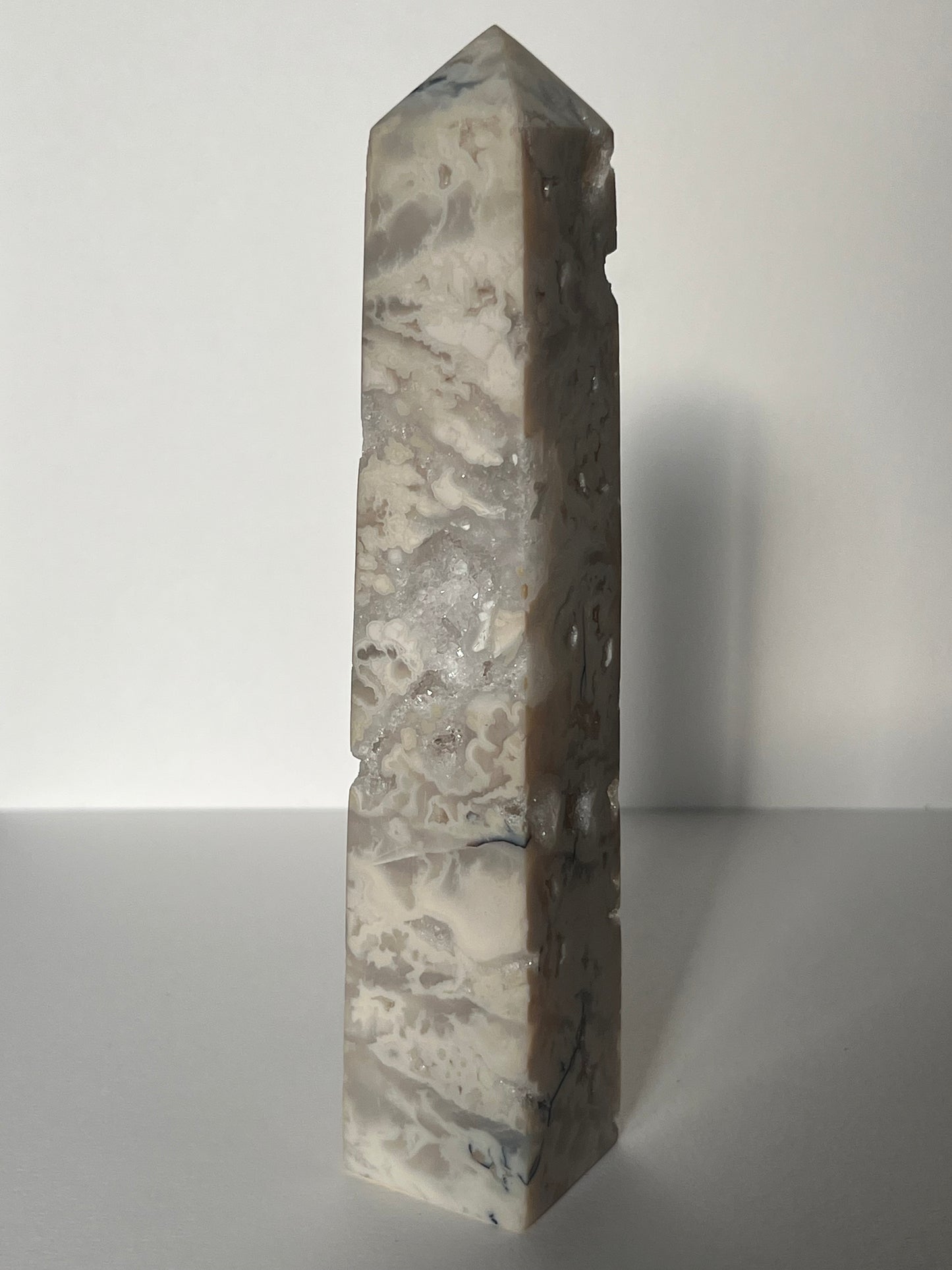 Druzy Dendritic Snow Agate Tower A