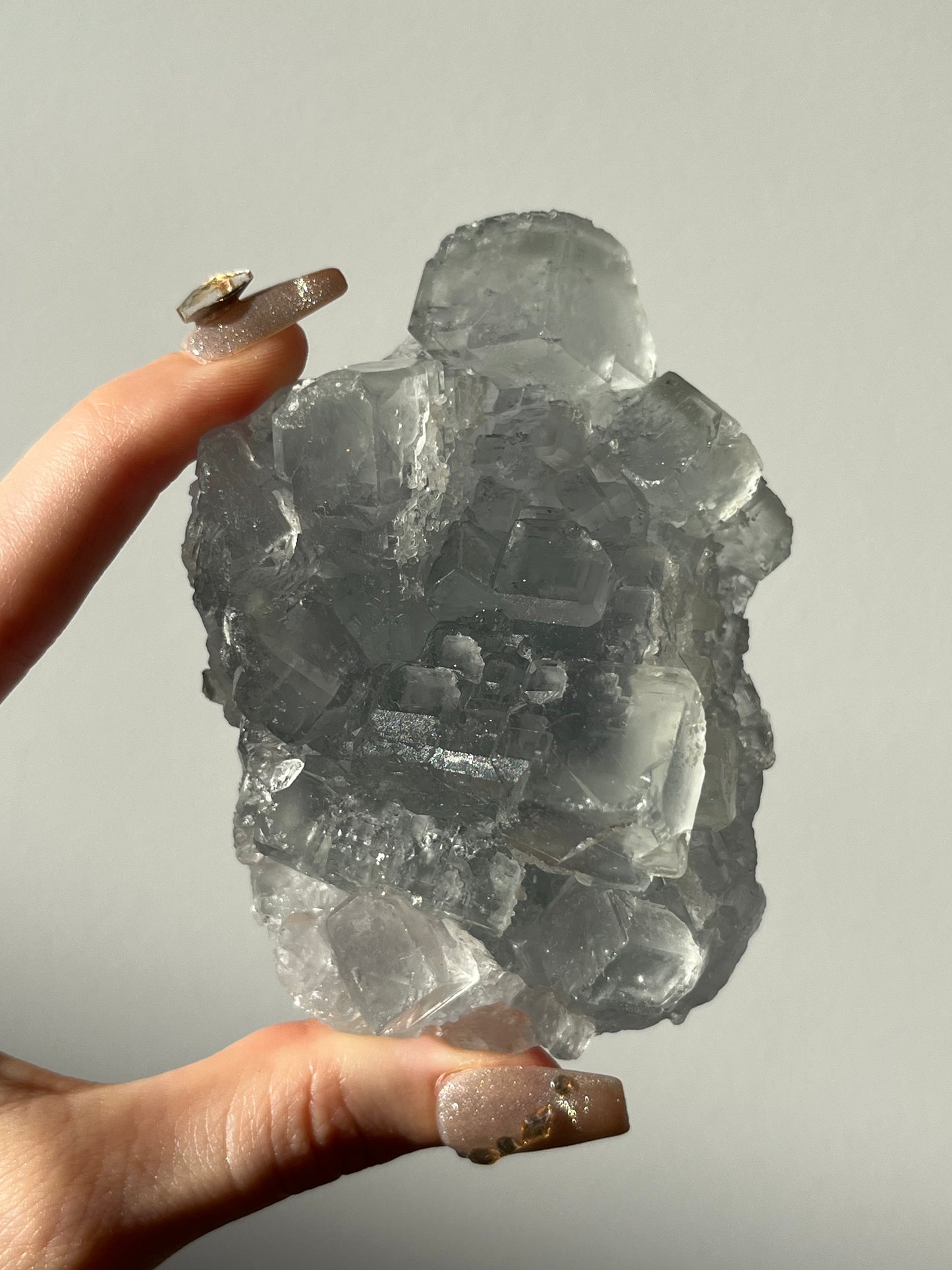 Druzy Quartz Coated Green Fluorite Specimen D