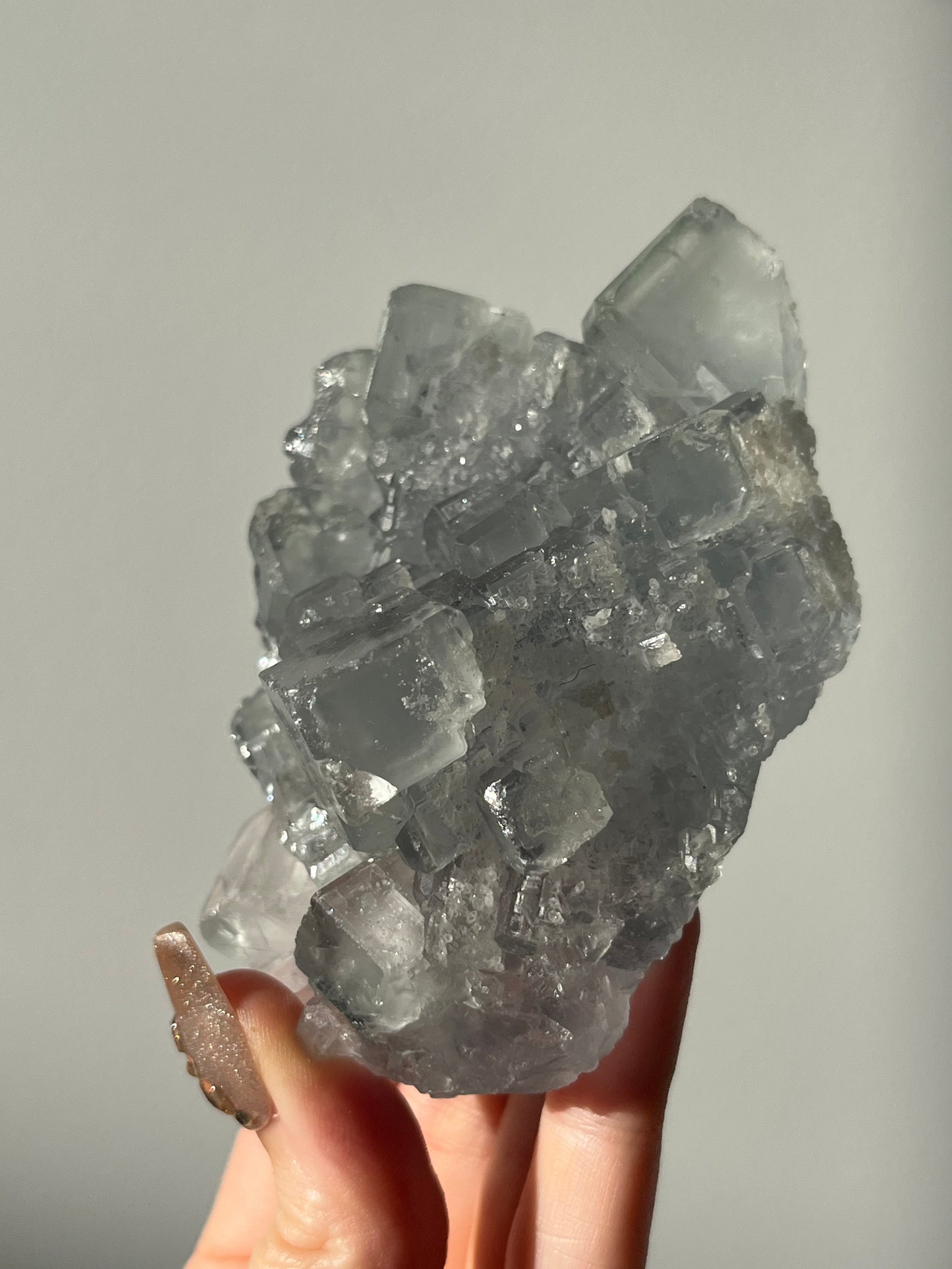 Druzy Quartz Coated Green Fluorite Specimen D