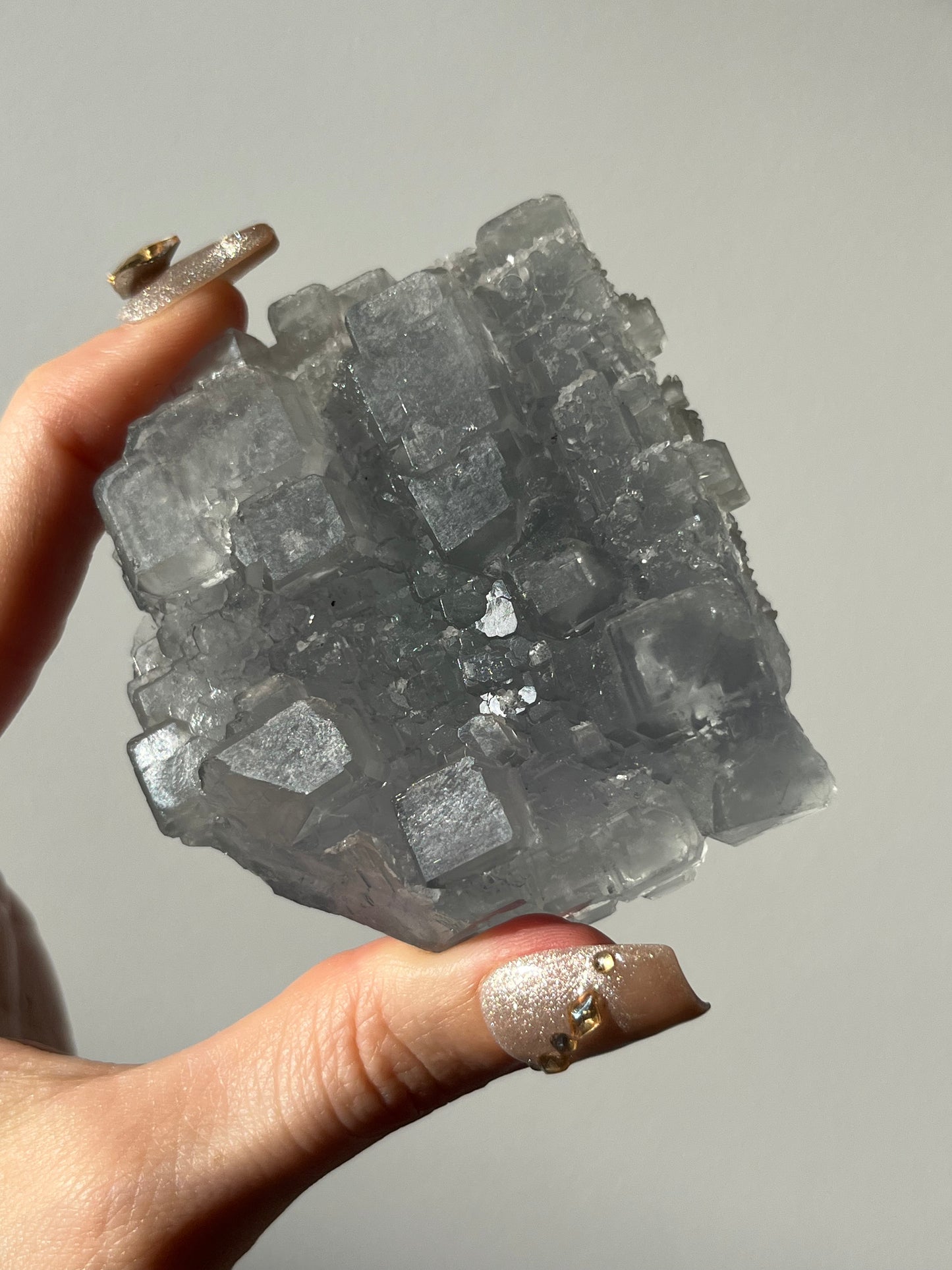 Druzy Quartz Coated Green Fluorite Specimen E