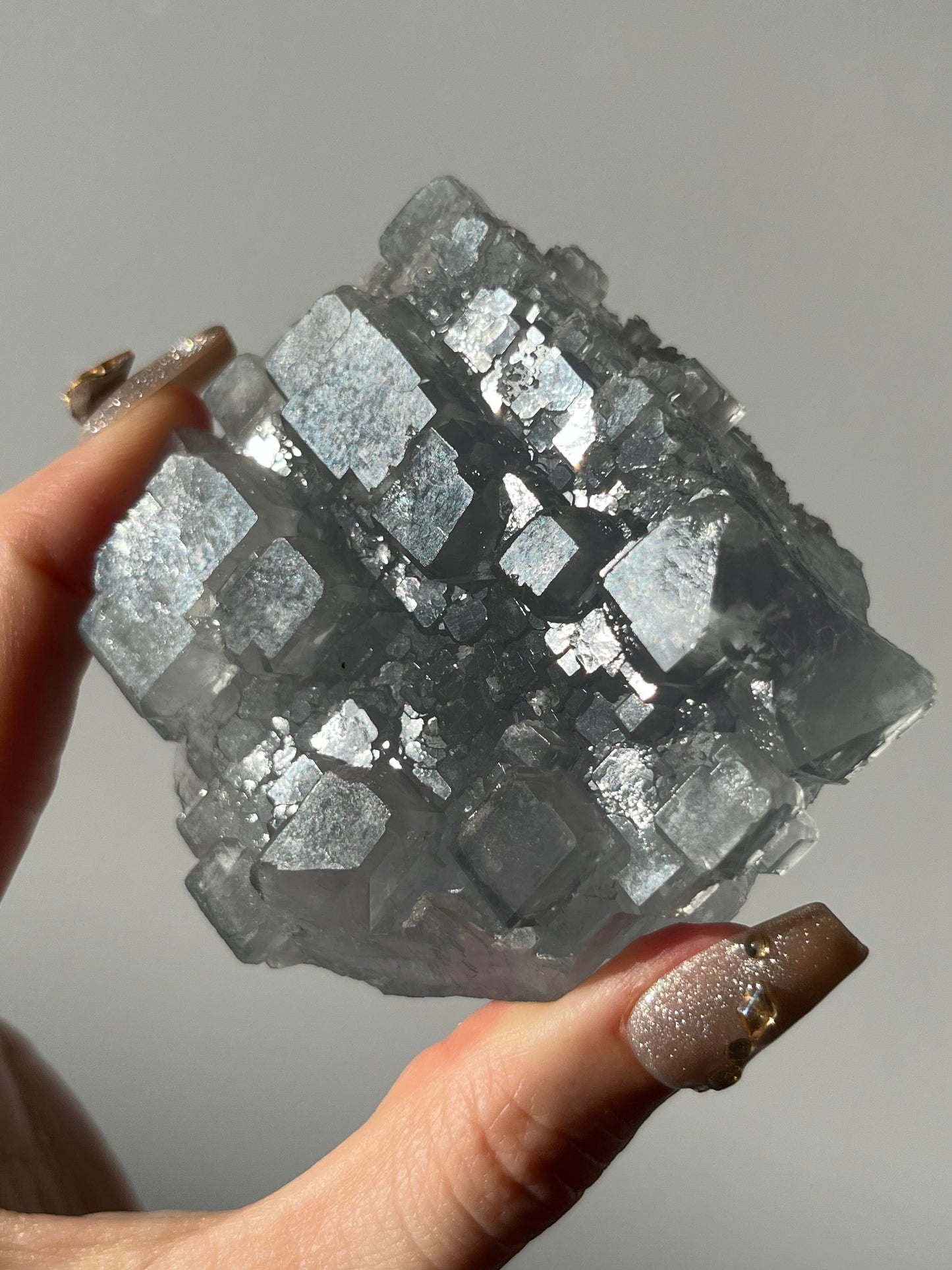 Druzy Quartz Coated Green Fluorite Specimen E