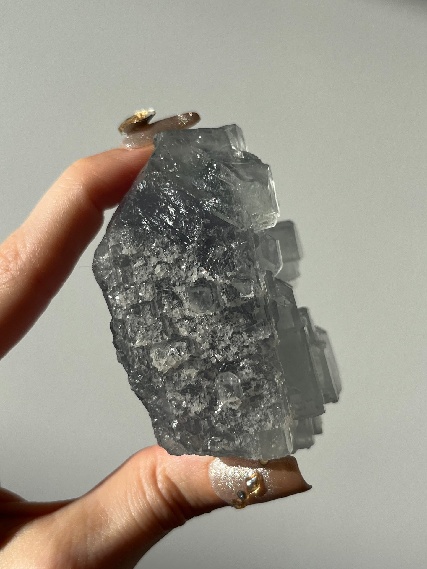 Druzy Quartz Coated Green Fluorite Specimen E