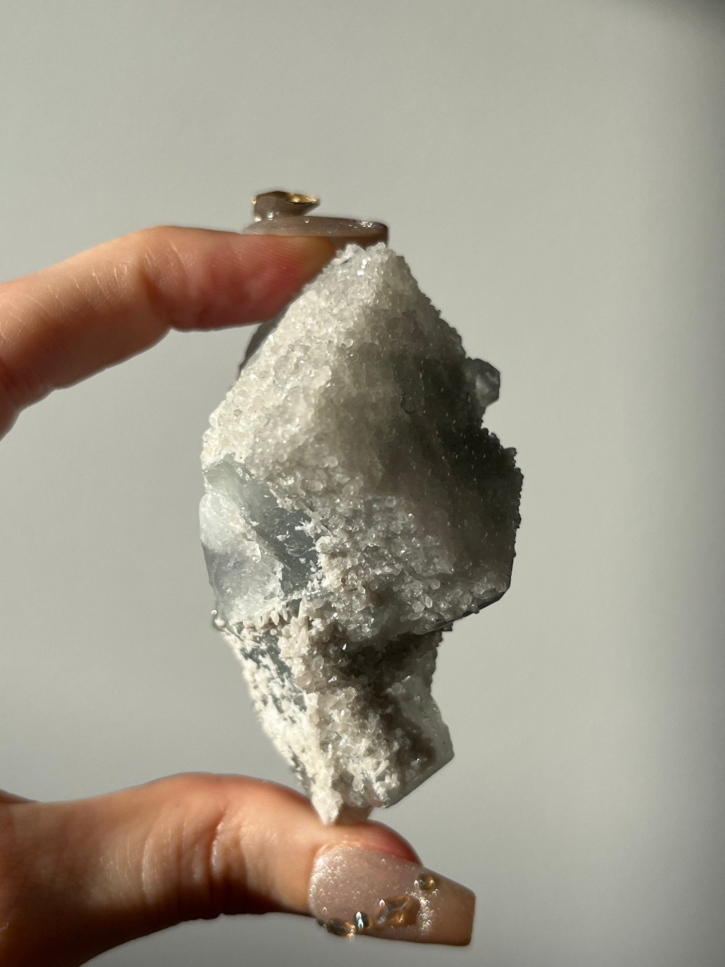 Druzy Quartz Coated Green Fluorite Specimen F