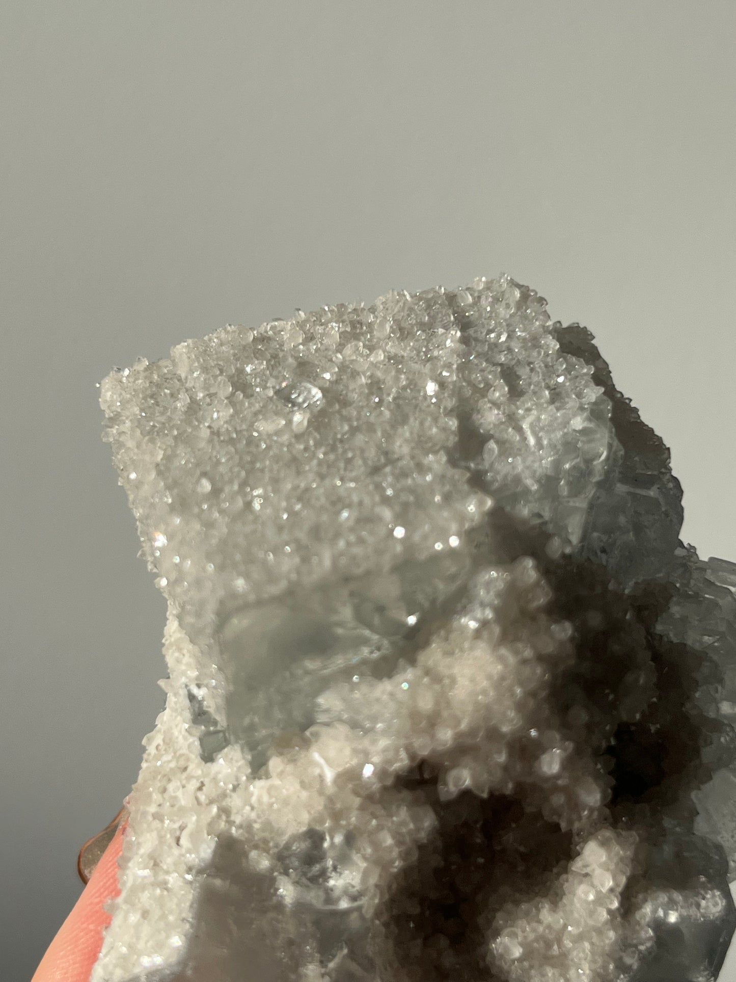 Druzy Quartz Coated Green Fluorite Specimen F