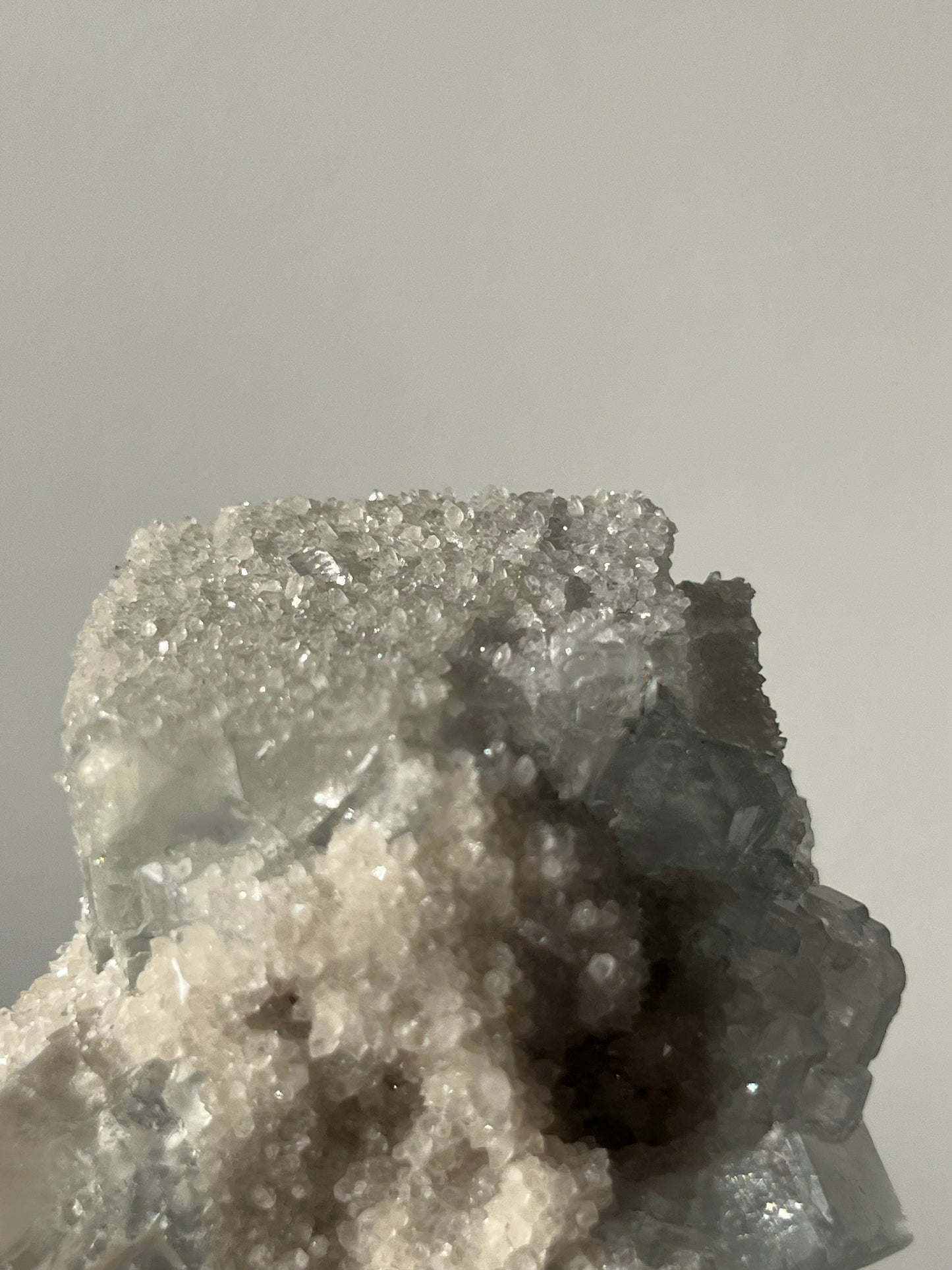 Druzy Quartz Coated Green Fluorite Specimen F