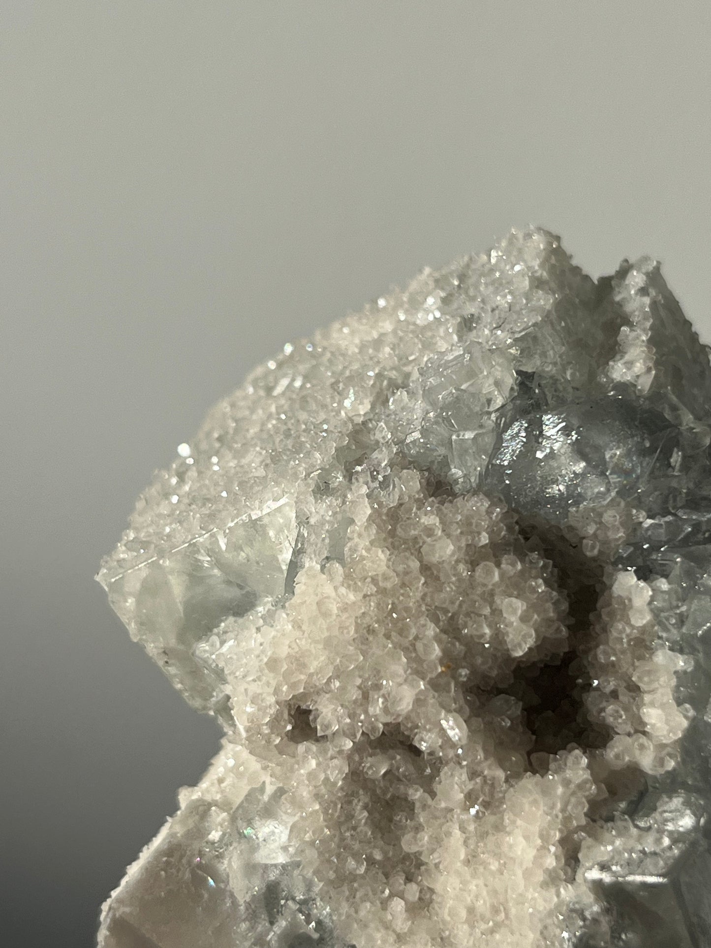 Druzy Quartz Coated Green Fluorite Specimen F