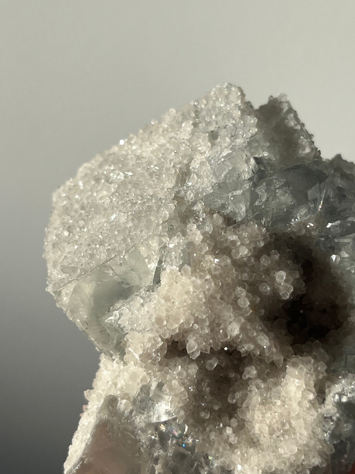 Druzy Quartz Coated Green Fluorite Specimen F