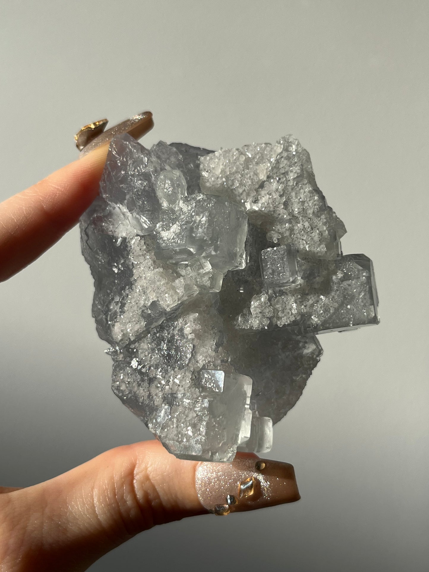 Druzy Quartz Coated Green Fluorite Specimen G