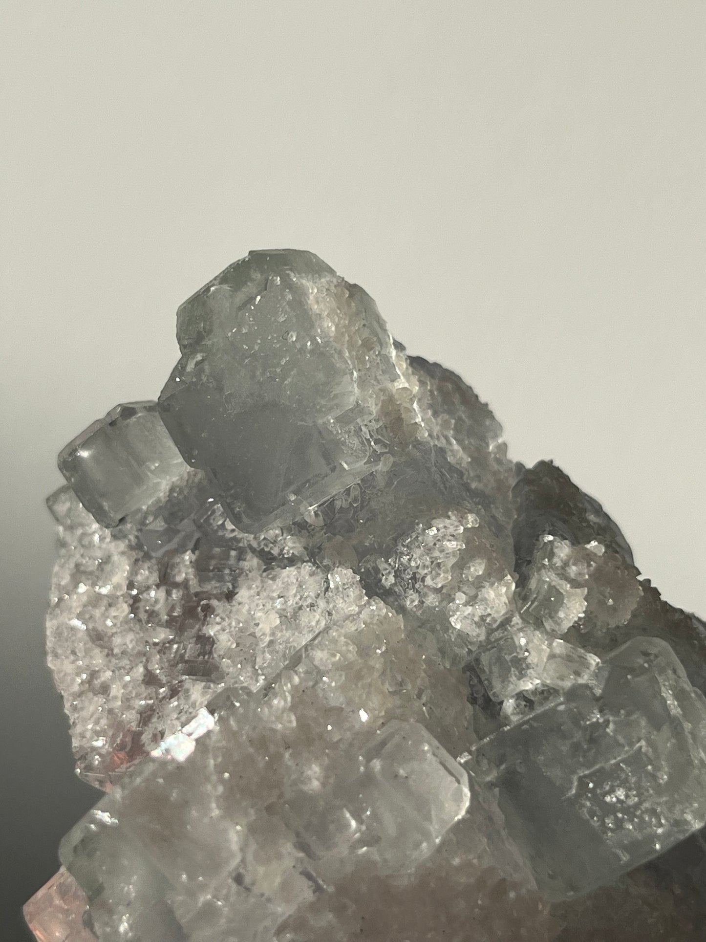 Druzy Quartz Coated Green Fluorite Specimen G