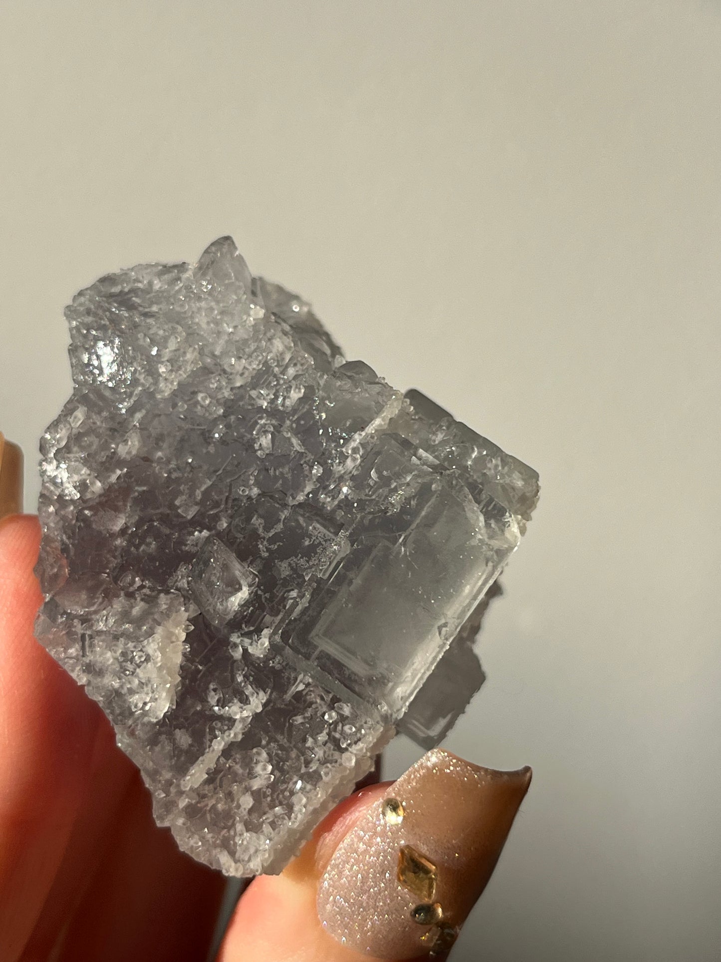 Druzy Quartz Coated Green Fluorite Specimen L