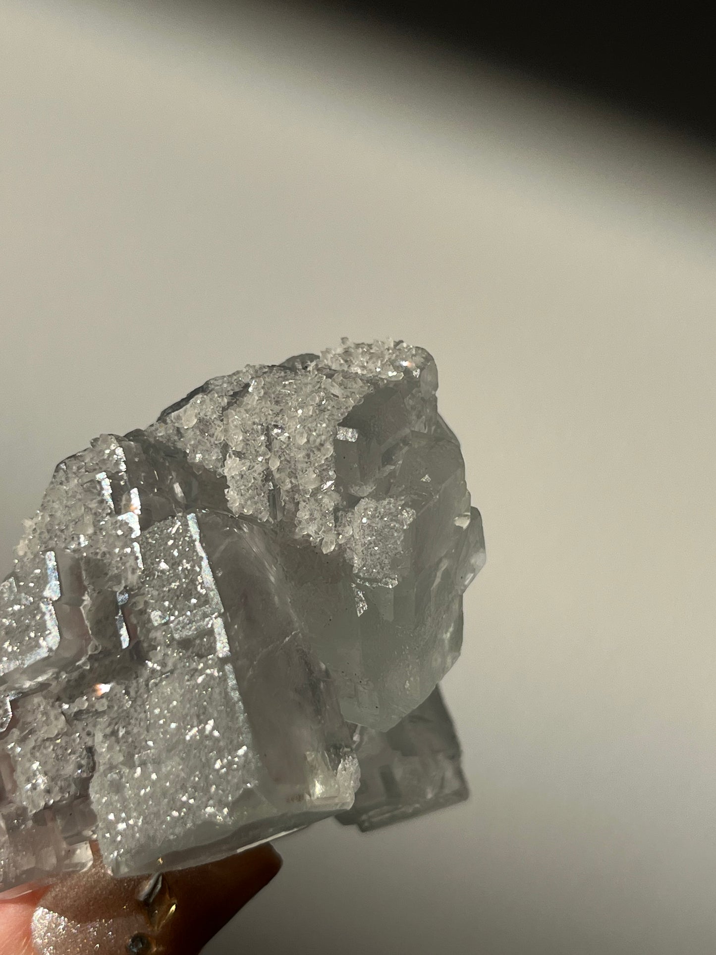 Druzy Quartz Coated Phantom Green Fluorite Specimen M