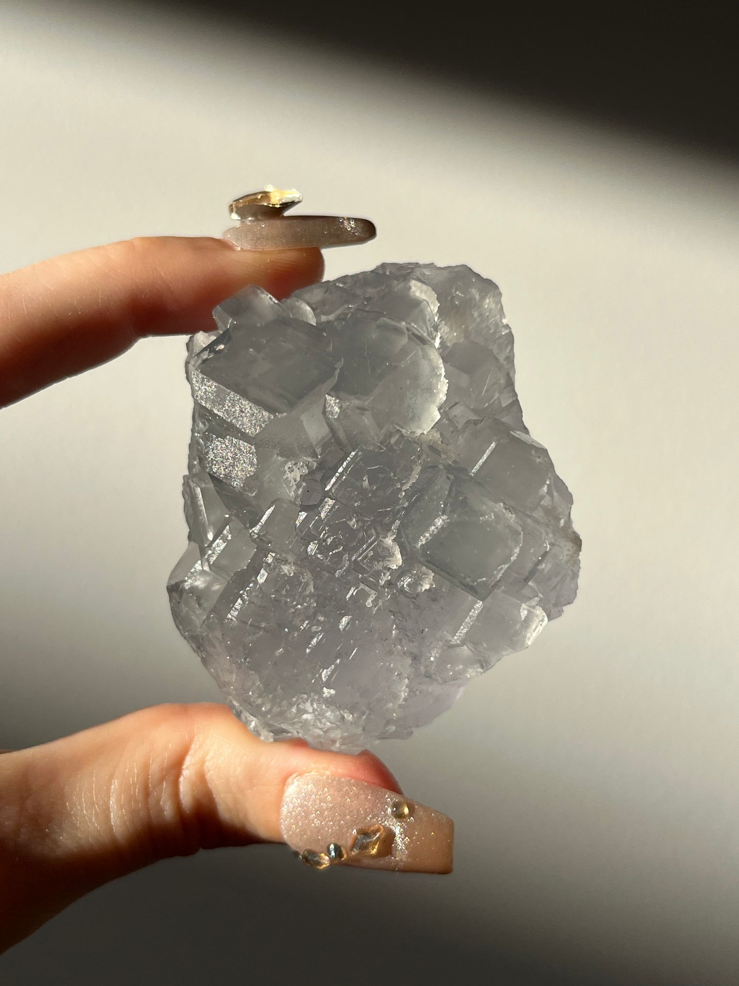 Druzy Quartz Coated Phantom Green Fluorite Specimen N