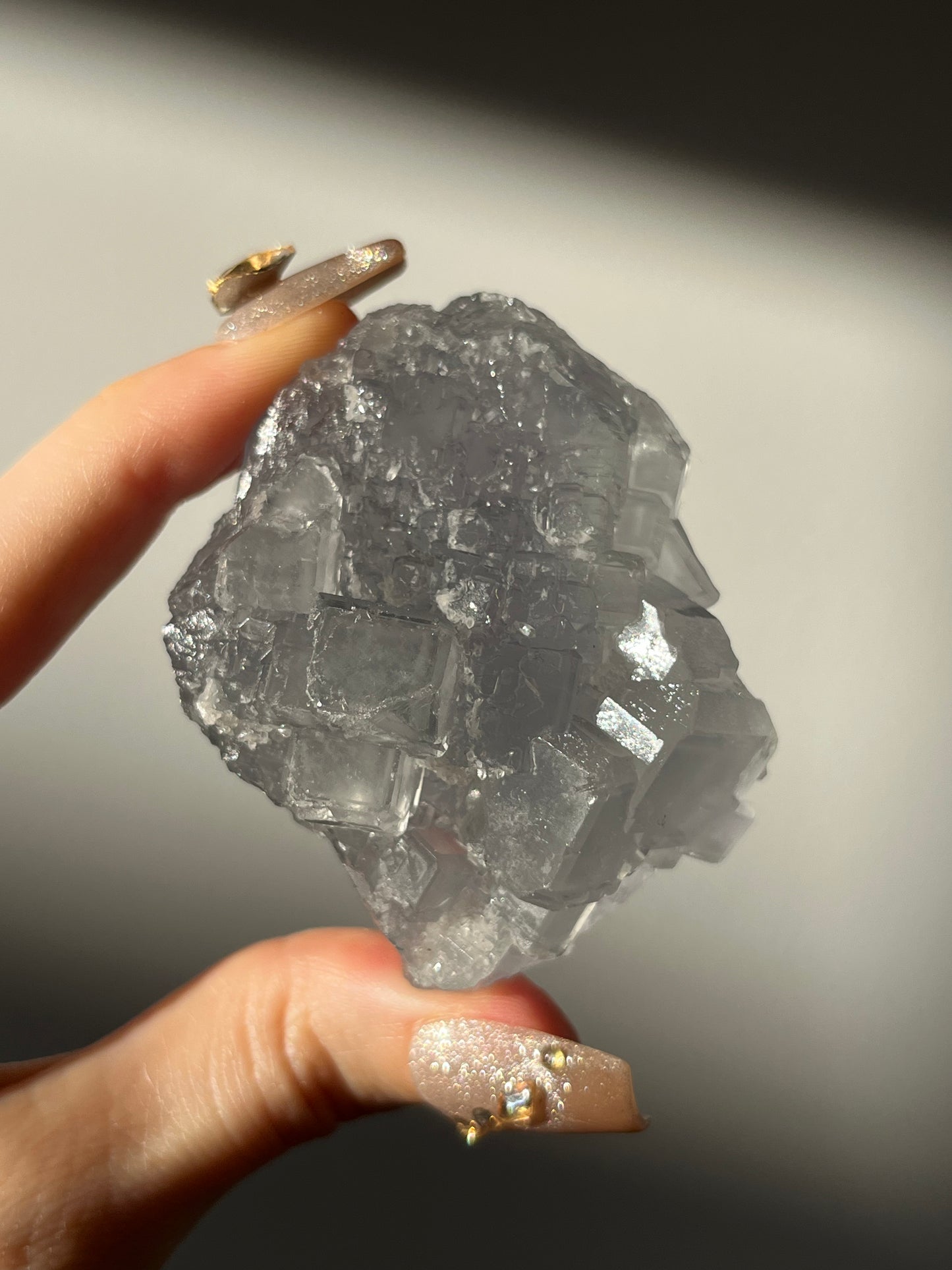 Druzy Quartz Coated Phantom Green Fluorite Specimen N