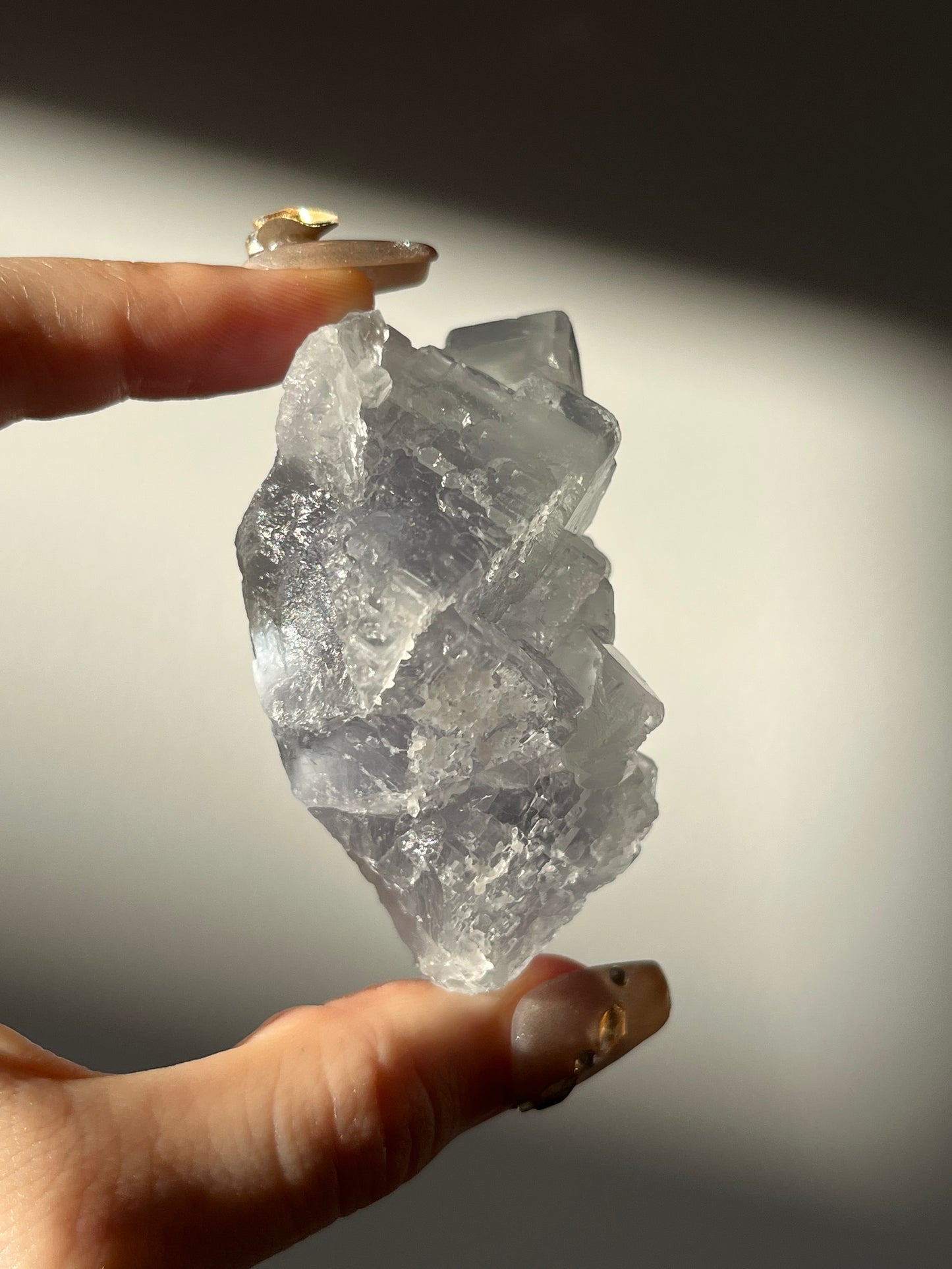 Druzy Quartz Coated Green Phantom Fluorite Specimen O