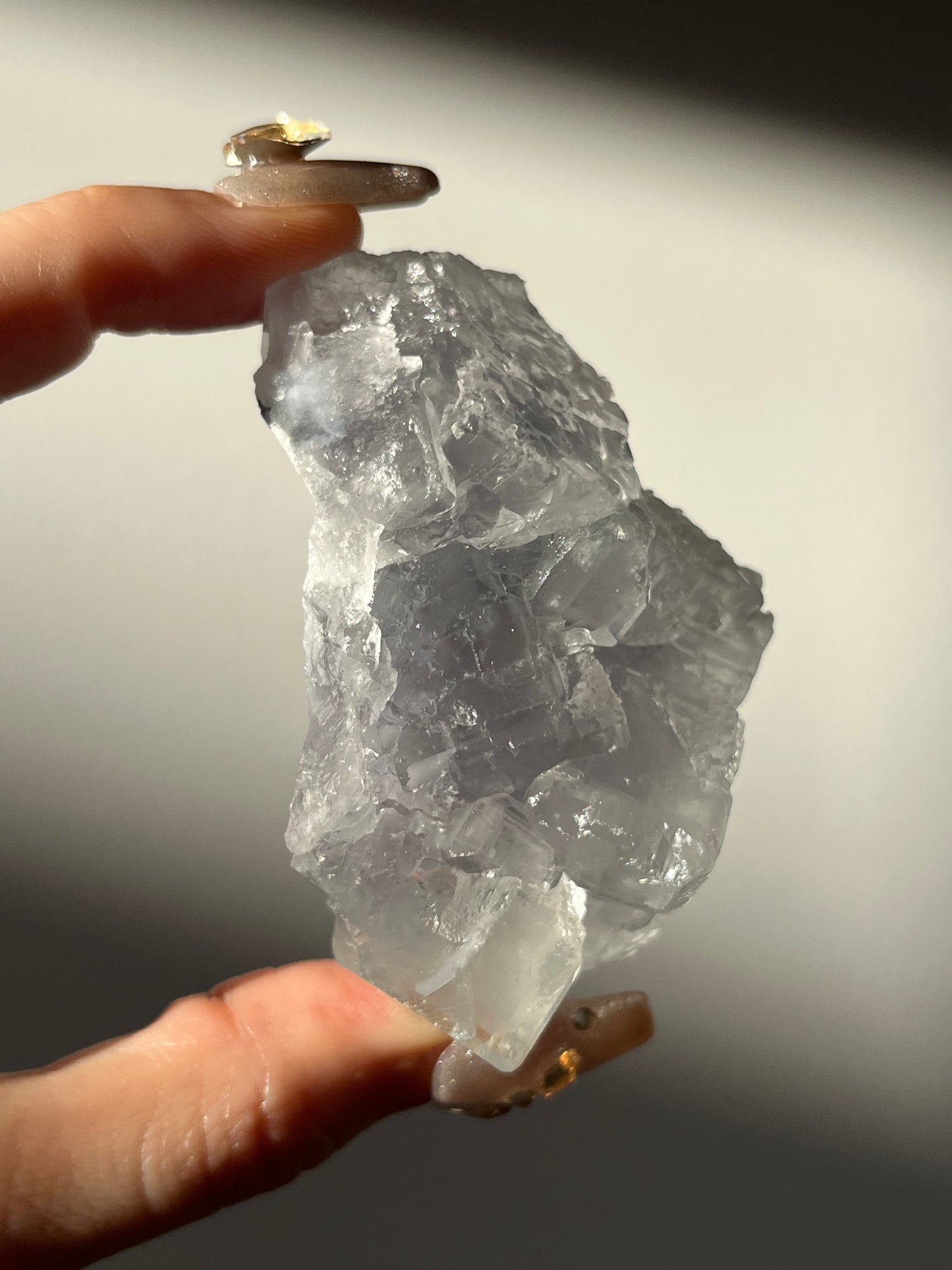 Druzy Quartz Coated Green Phantom Fluorite Specimen O