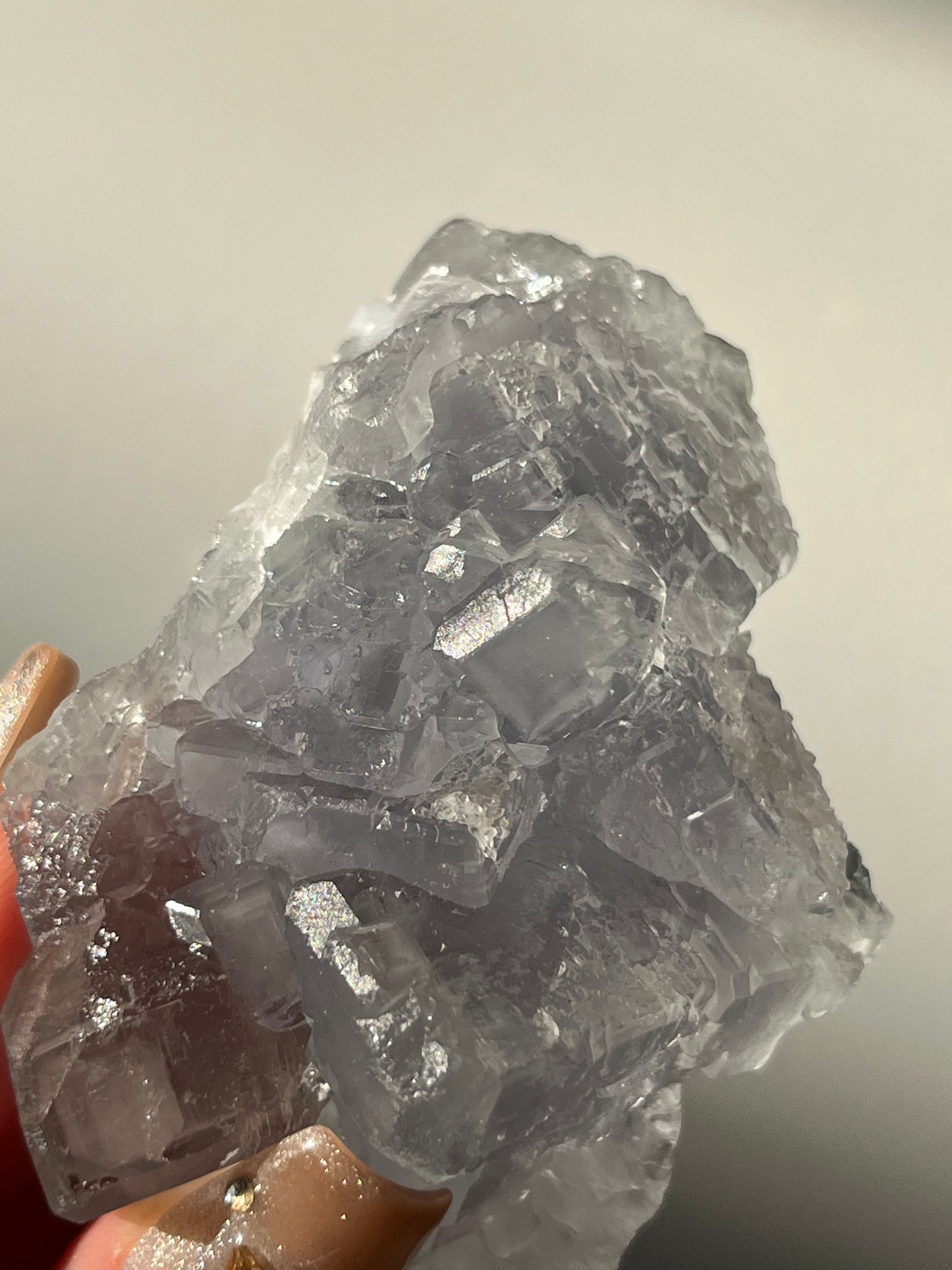 Druzy Quartz Coated Green Phantom Fluorite Specimen O