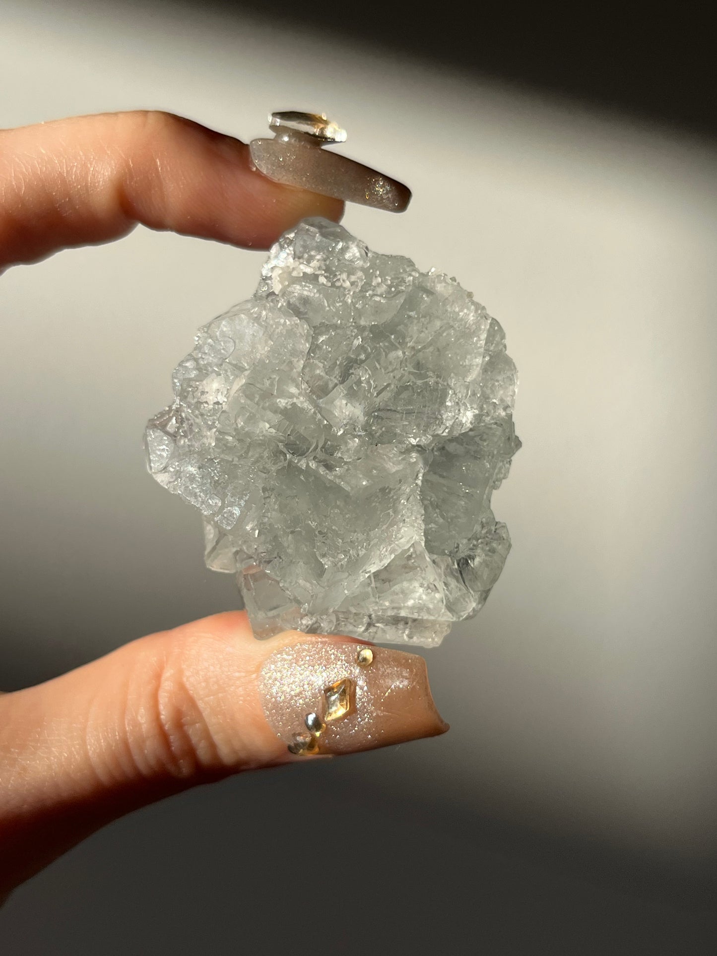 Druzy Quartz Coated Etched Green Fluorite Specimen P
