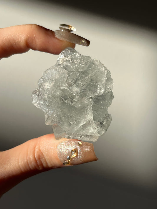 Druzy Quartz Coated Etched Green Fluorite Specimen P