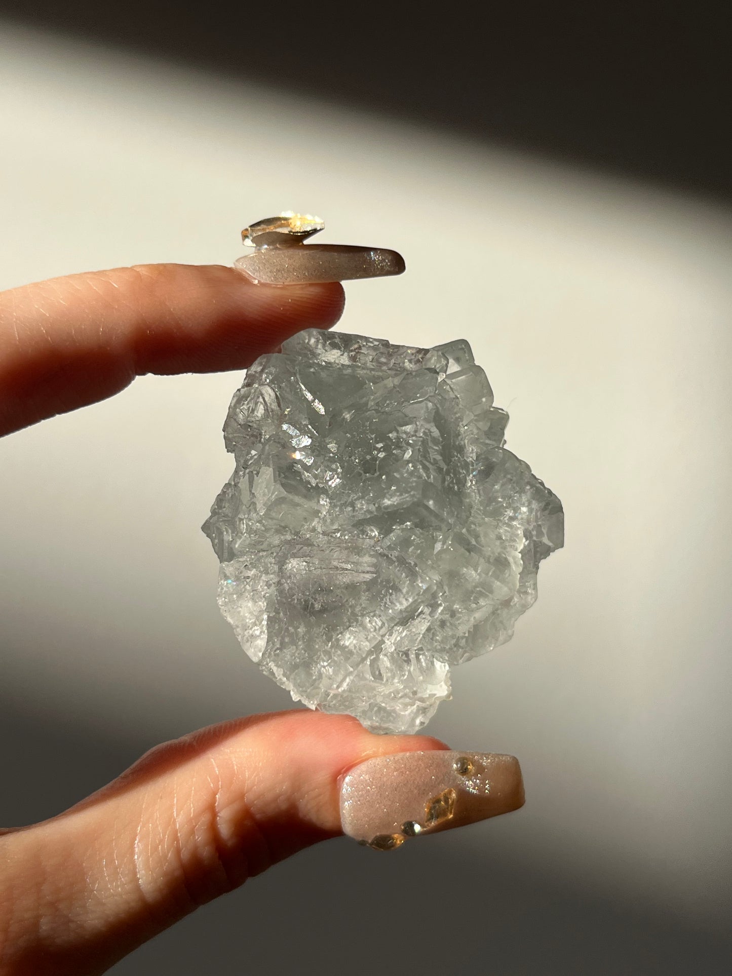 Druzy Quartz Coated Etched Green Fluorite Specimen P