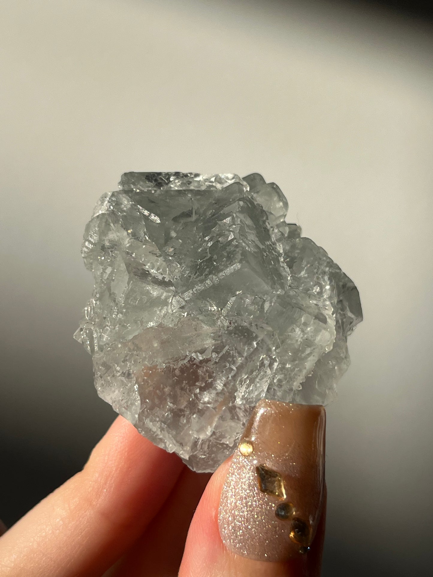 Druzy Quartz Coated Etched Green Fluorite Specimen P