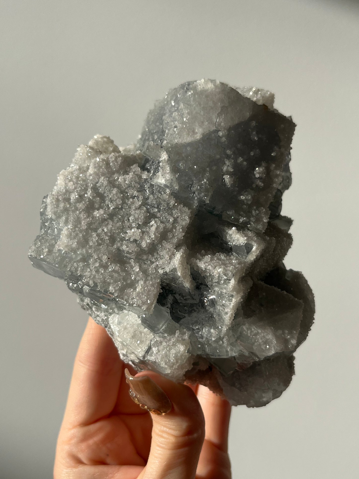 Druzy Quartz Coated Green Fluorite Specimen A